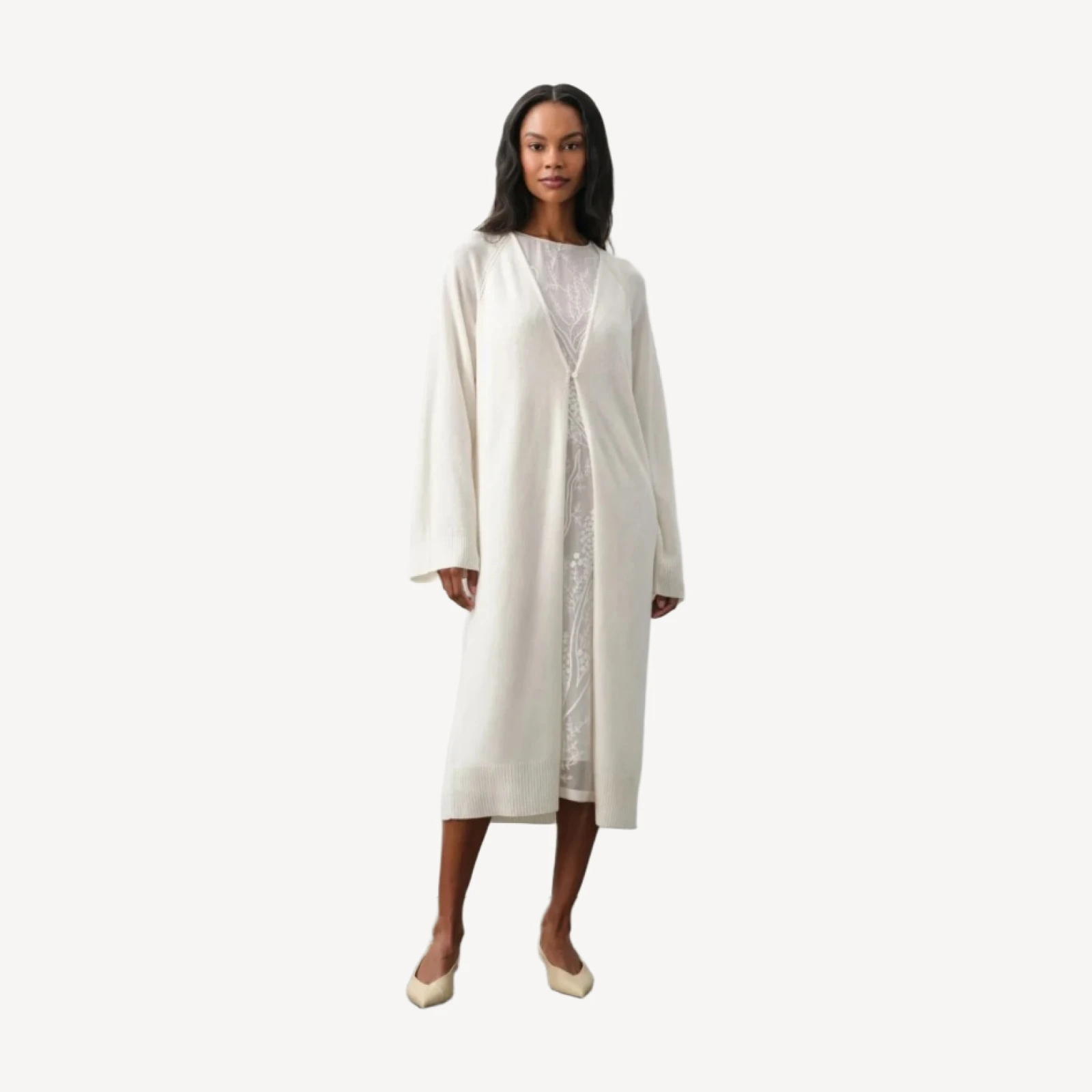 ASTER CASHMERE LONGLINE CARDIGAN - ECRU