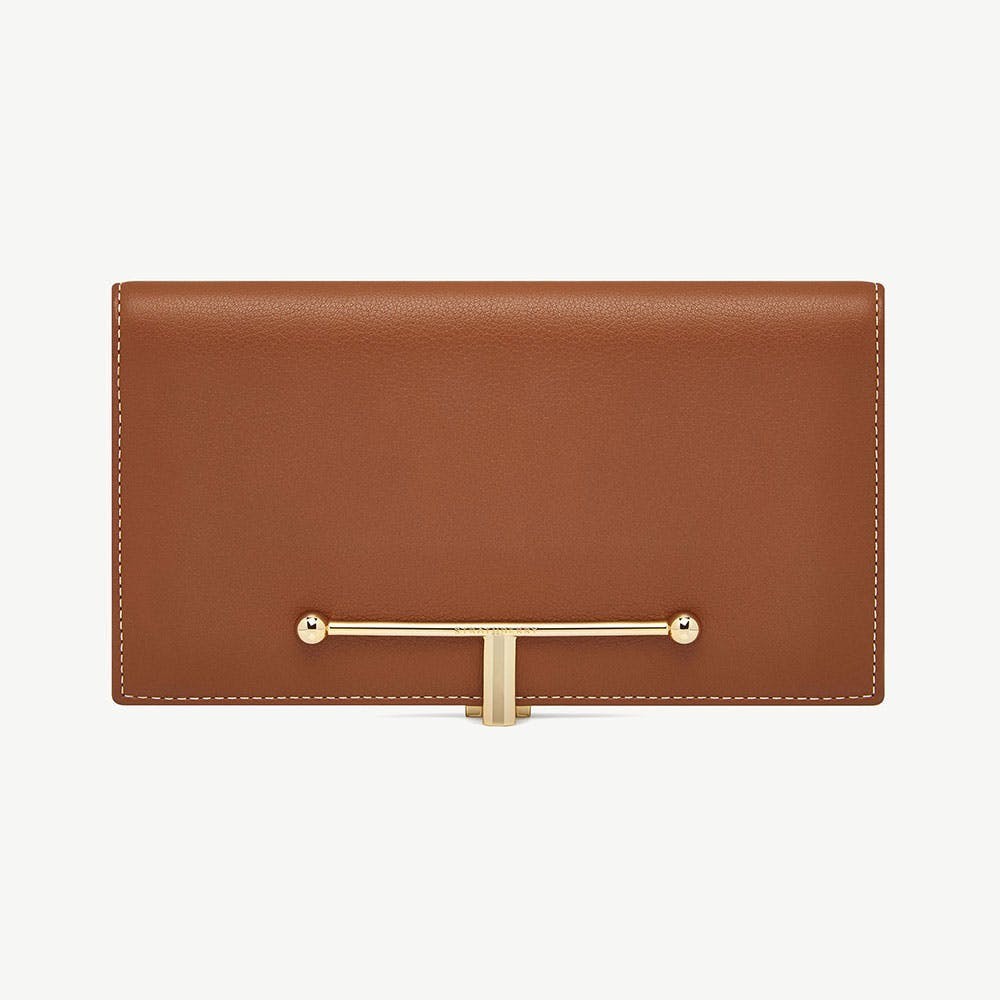 Large Melville Street Wallet - Chestnut with Vanilla Stitch