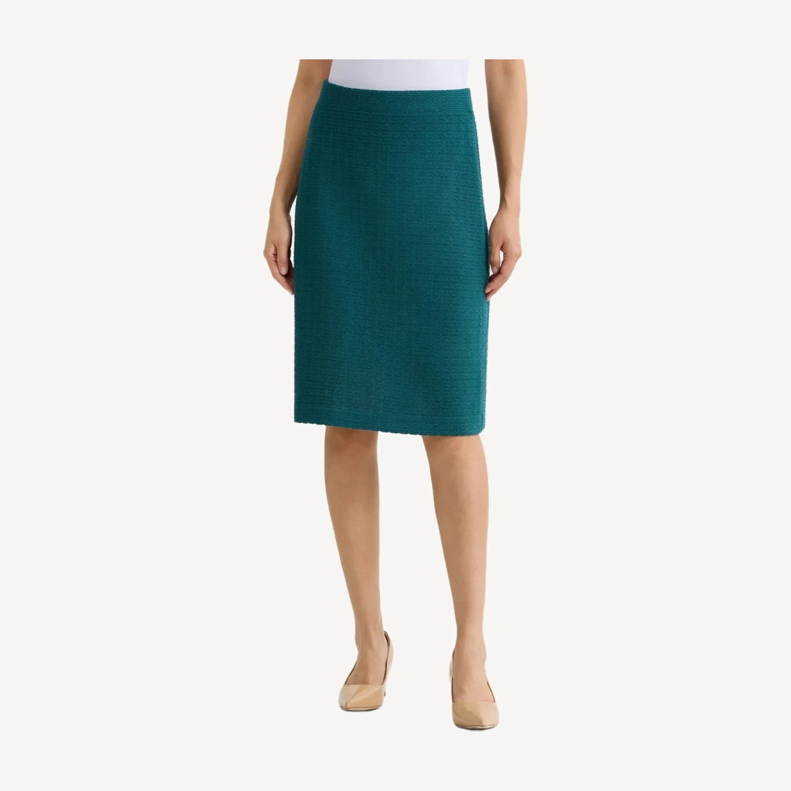 Tonal Grid Straight Knit Skirt