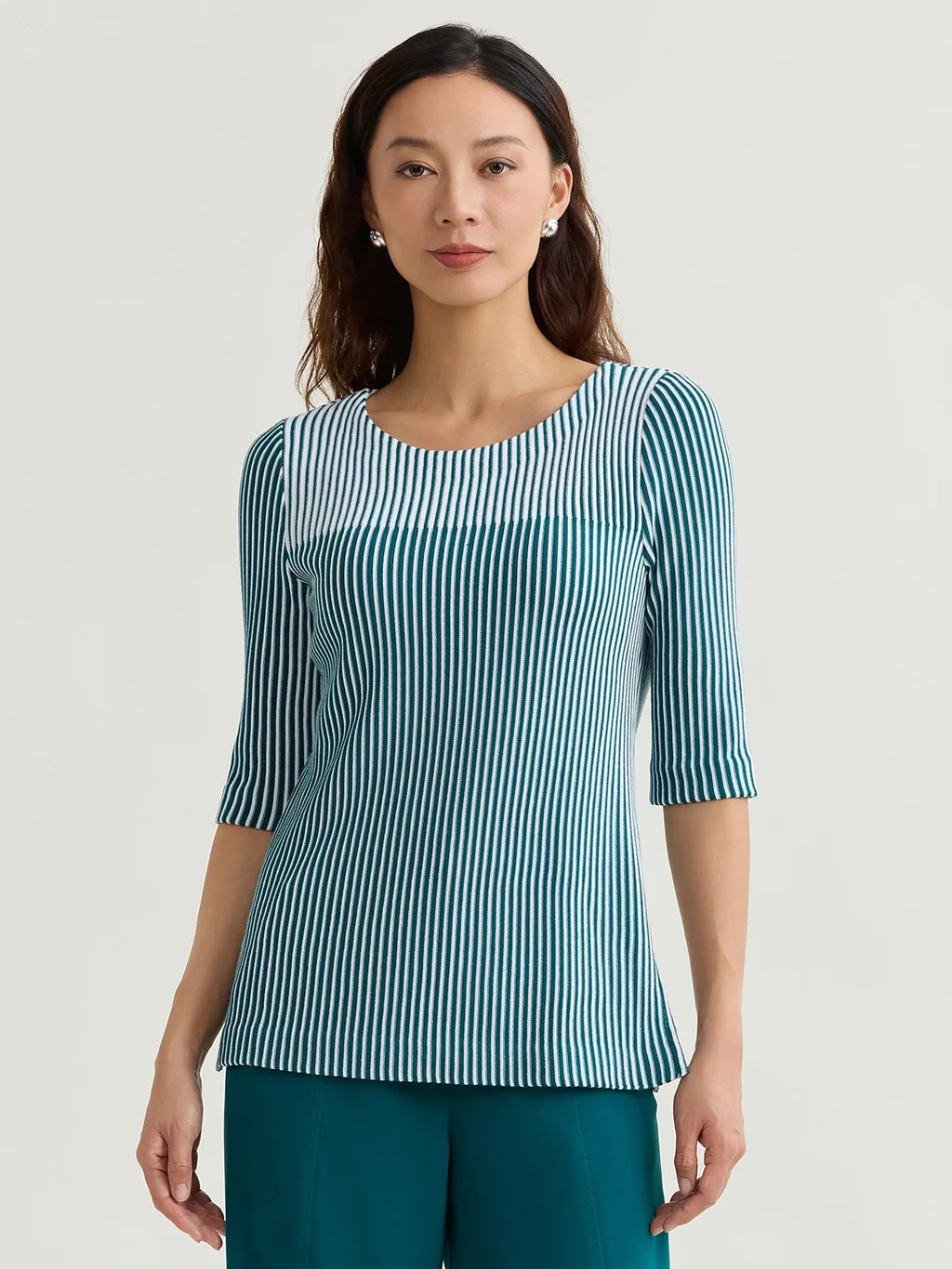 Linear Stripe Soft Knit Tunic