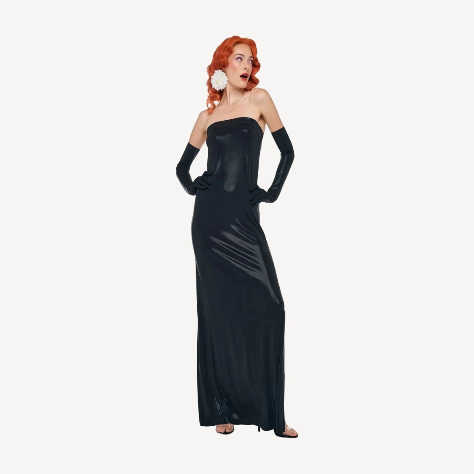 STRAPLESS TAILORED SIDE SLIT GOWN