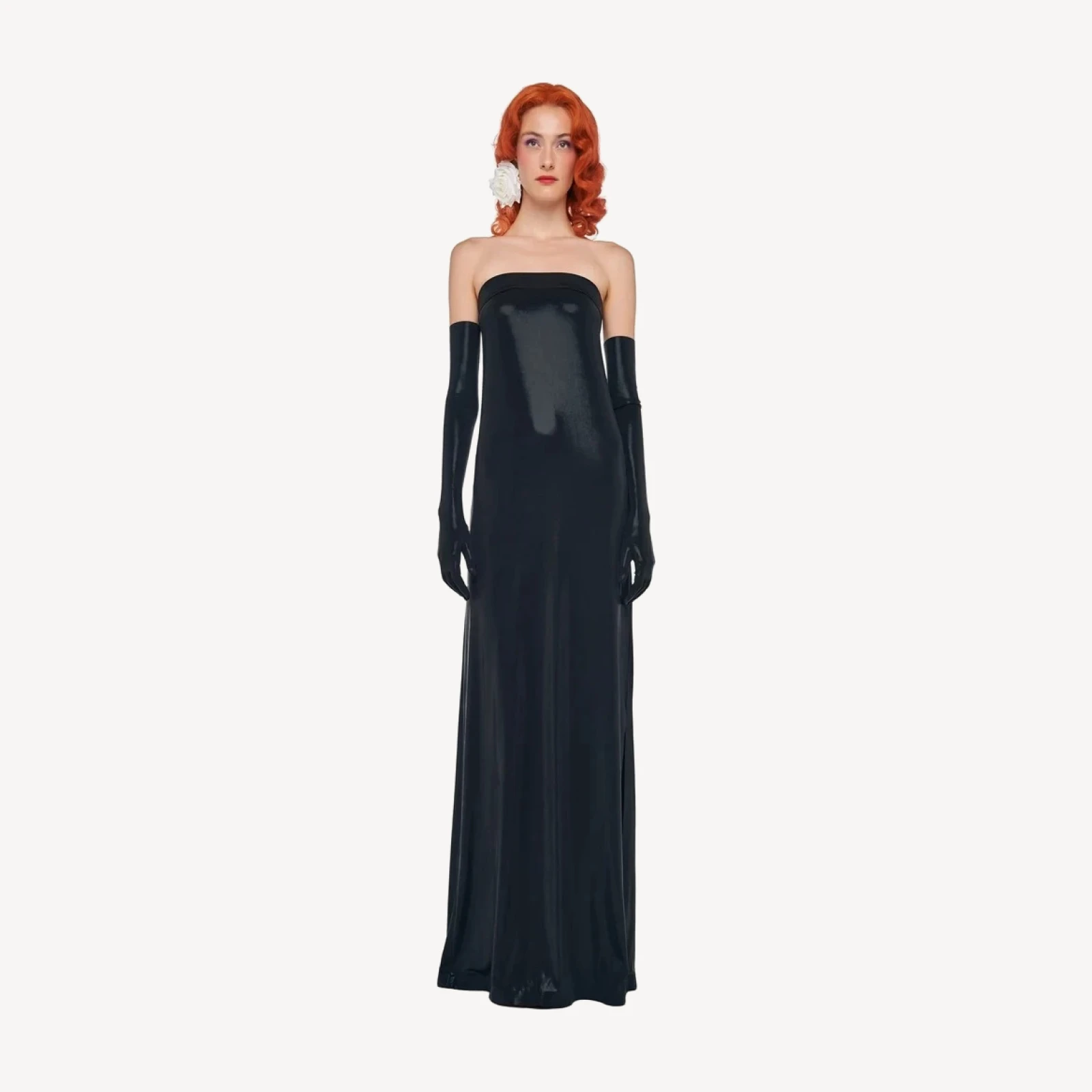 STRAPLESS TAILORED SIDE SLIT GOWN