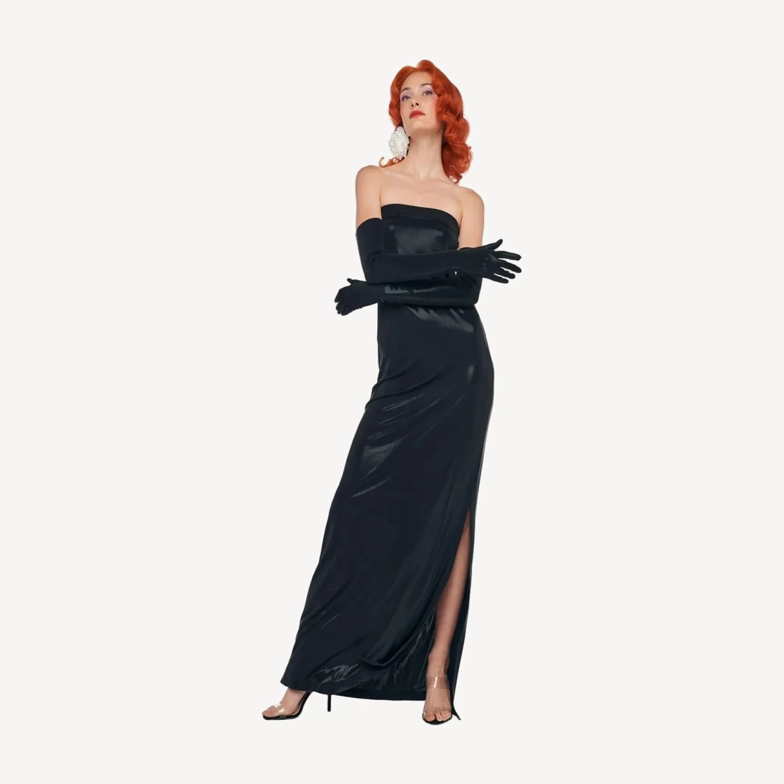 STRAPLESS TAILORED SIDE SLIT GOWN
