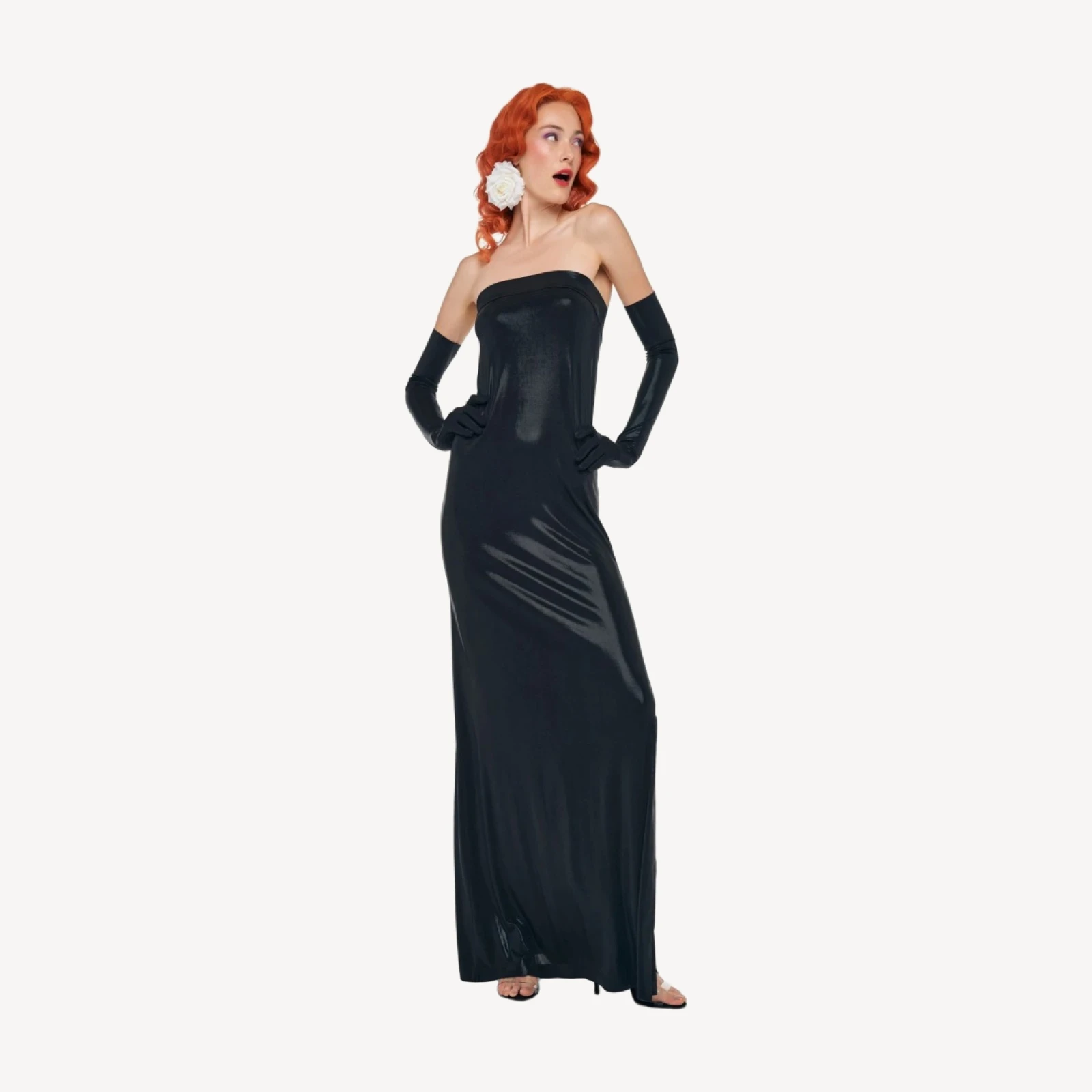 STRAPLESS TAILORED SIDE SLIT GOWN