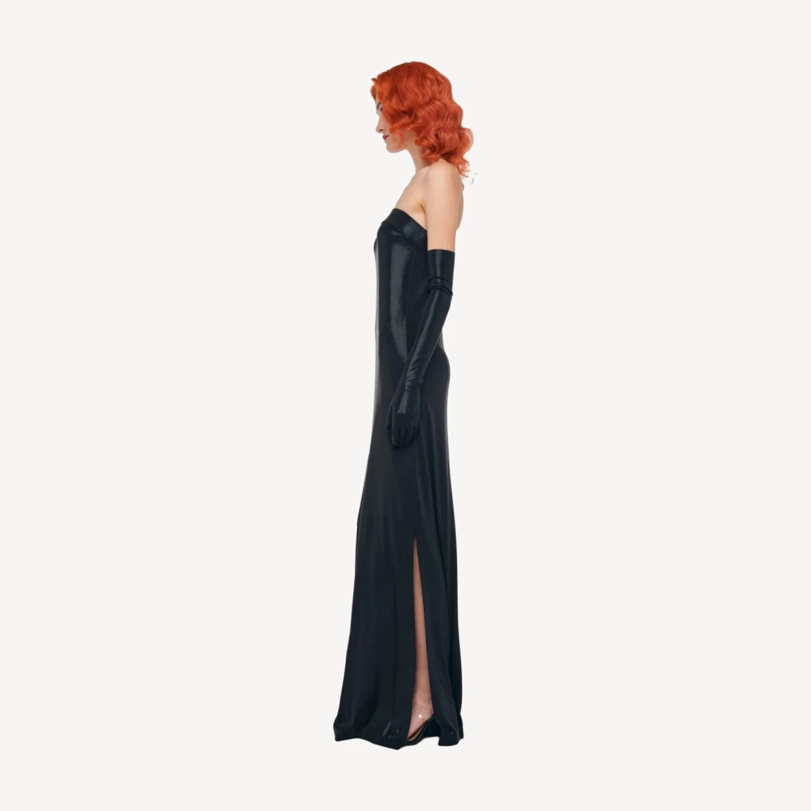 STRAPLESS TAILORED SIDE SLIT GOWN