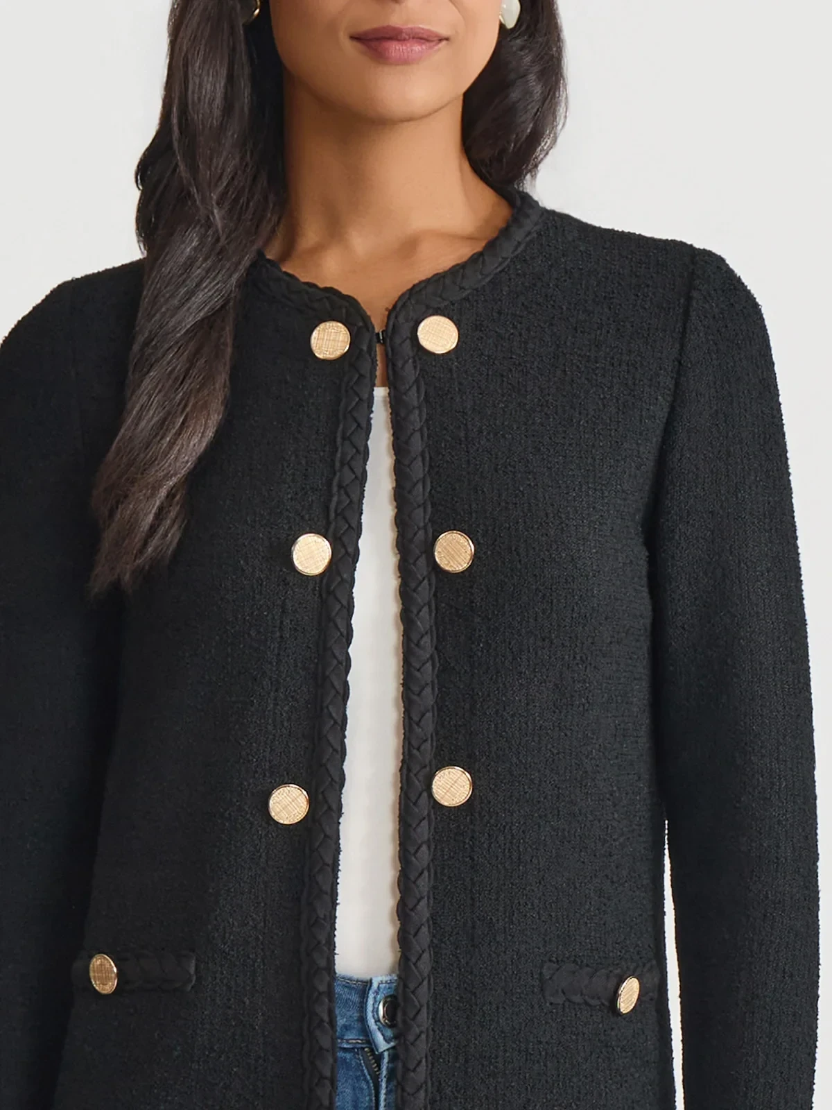 Relaxed Lightweight Soft Tweed Knit Jacket, photo 5