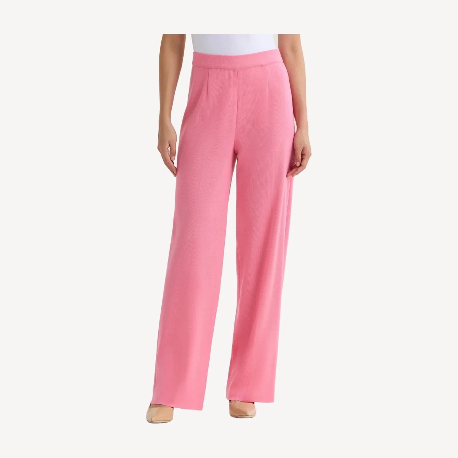 Nancy Wide Leg Mylana Knit Pant, Pink Parfait