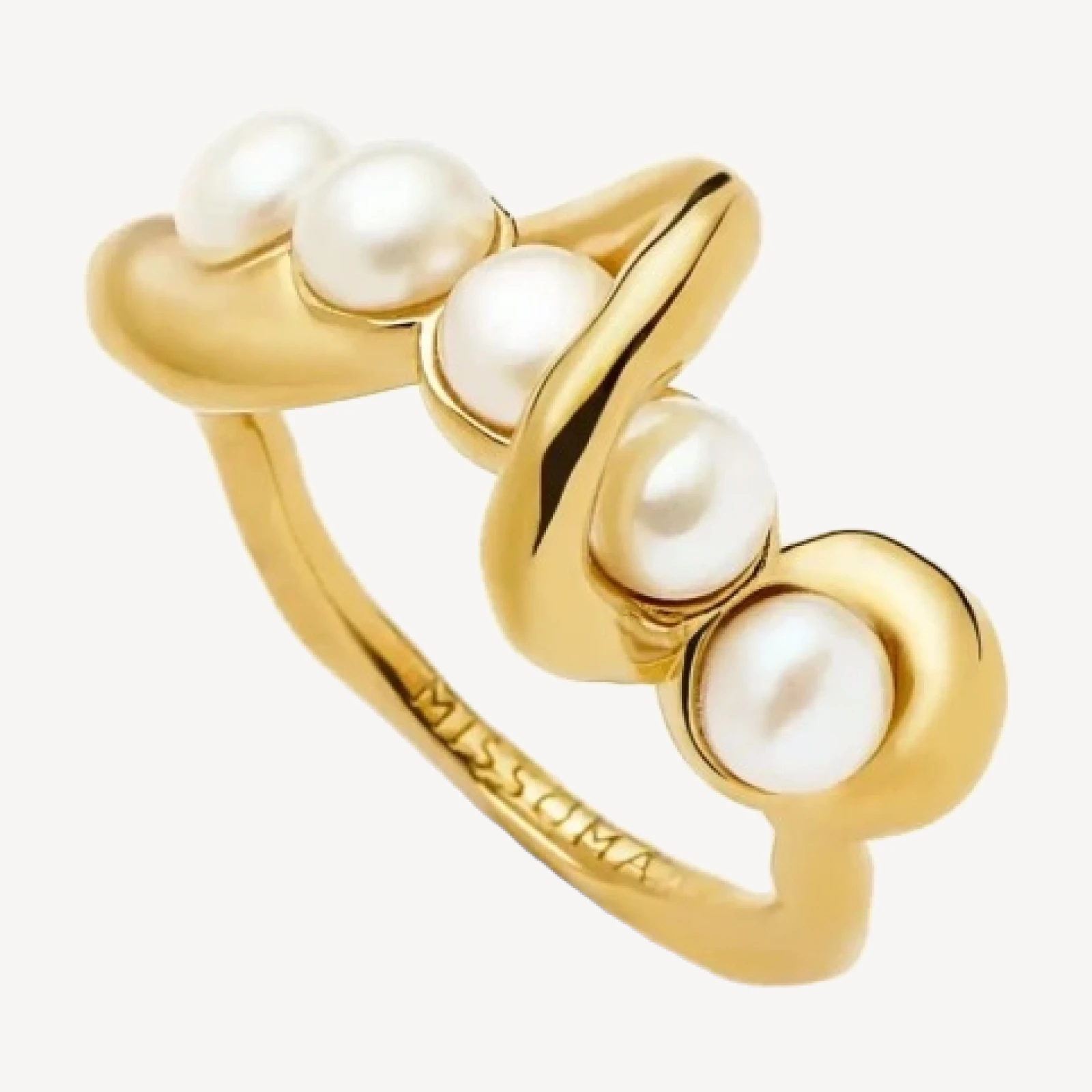 Molten Pearl Twisted Stacking Ring | 18ct Gold Vermeil/Pearl