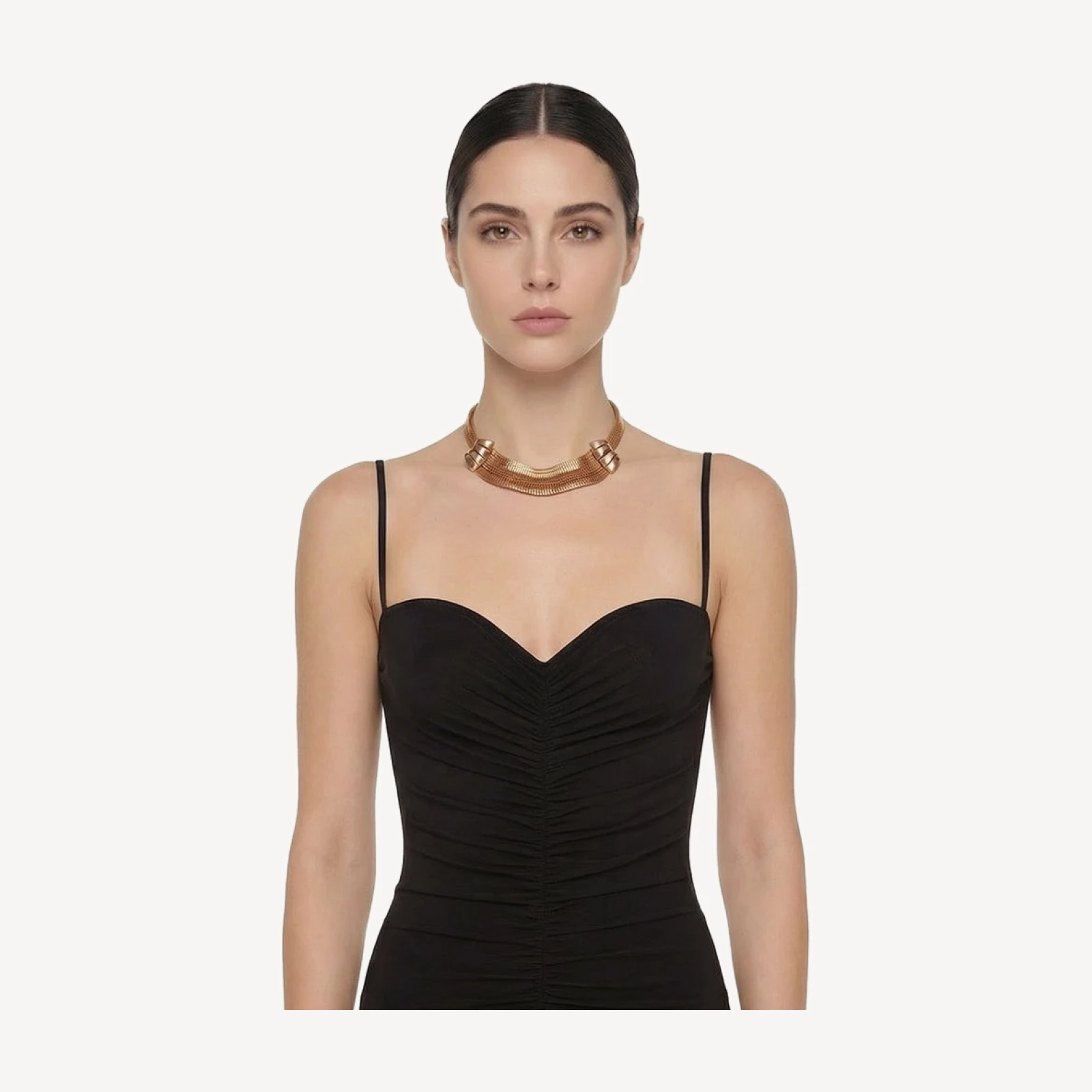 BRASS TIERED CHOKER WITH DETAIL