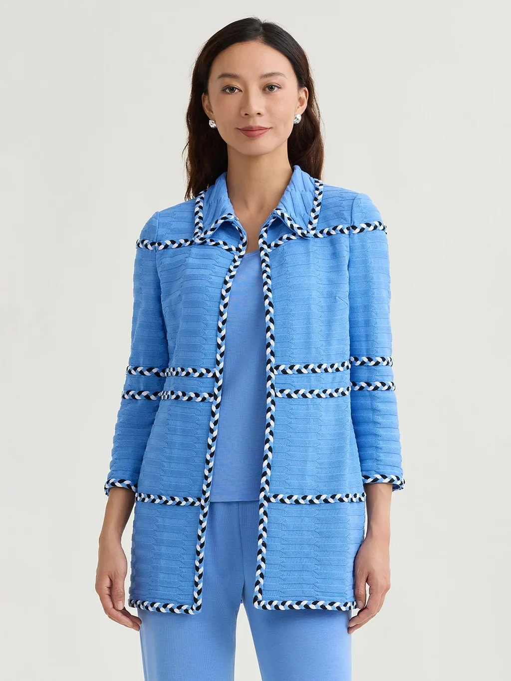 Heritage Tri-Color Braided Trim Knit Jacket