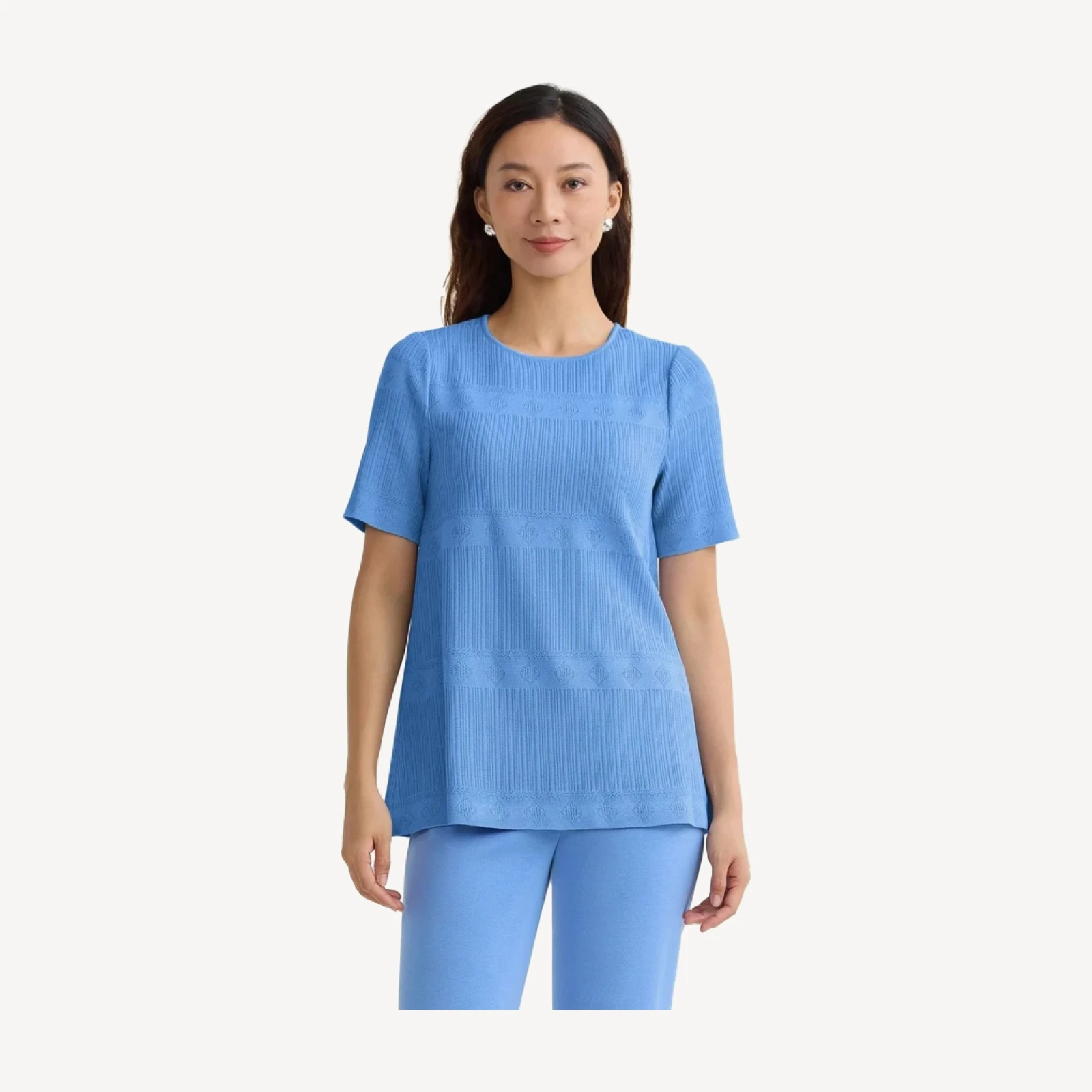 Diamond Ribbed Texture Soft Knit Tunic
