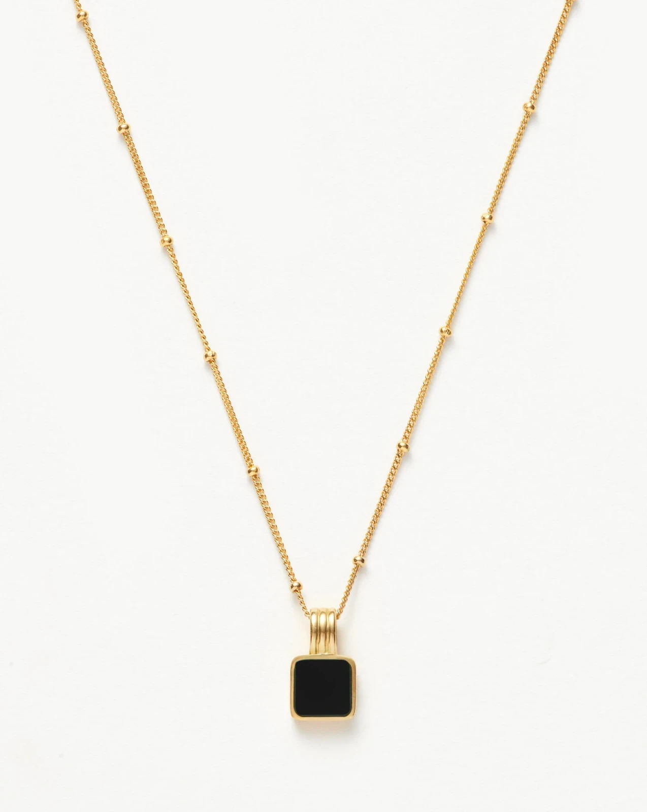 Lucy Williams Square Onyx Necklace | 18ct Gold Vermeil/Black Onyx