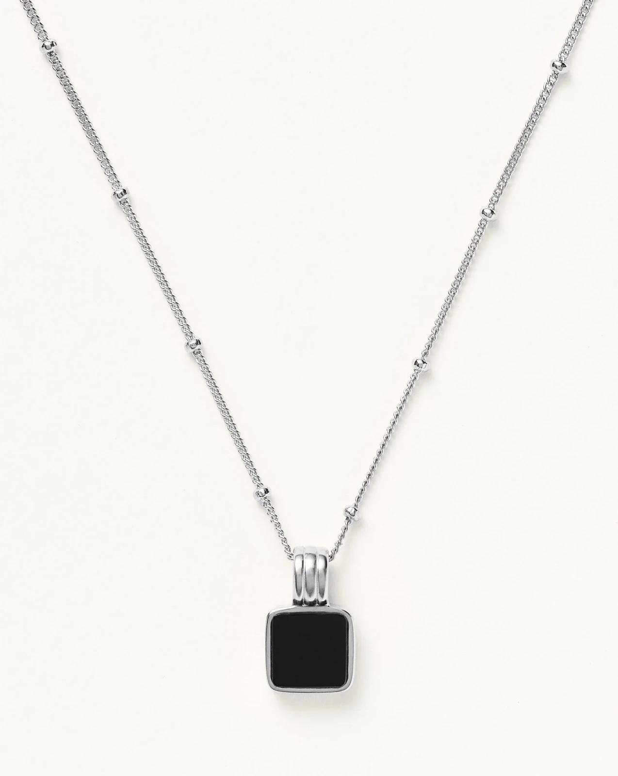 Lucy Williams Square Onyx Necklace | Sterling Silver/Black Onyx