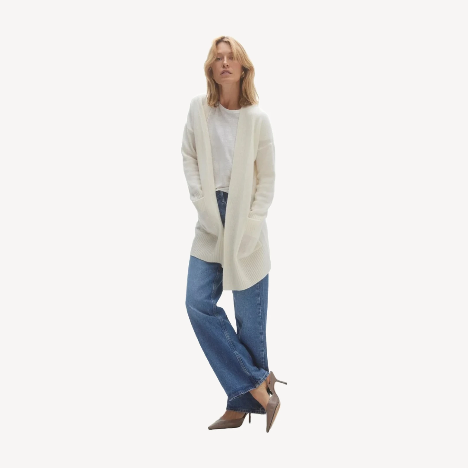 TORY CASHMERE CARDIGAN - ECRU