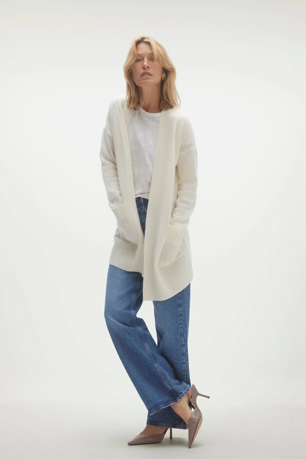TORY CASHMERE CARDIGAN - ECRU