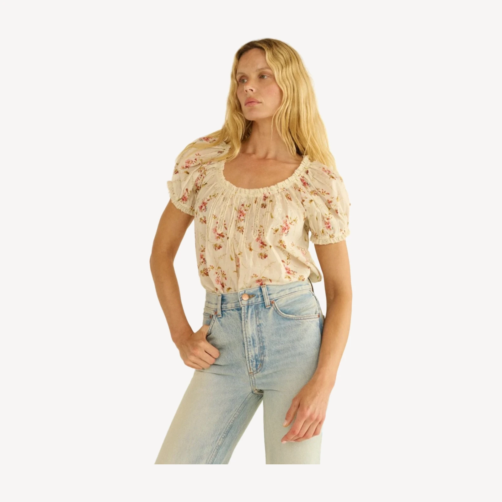 FREDERICA TOP -- BLANC PRAIRIE ROSE