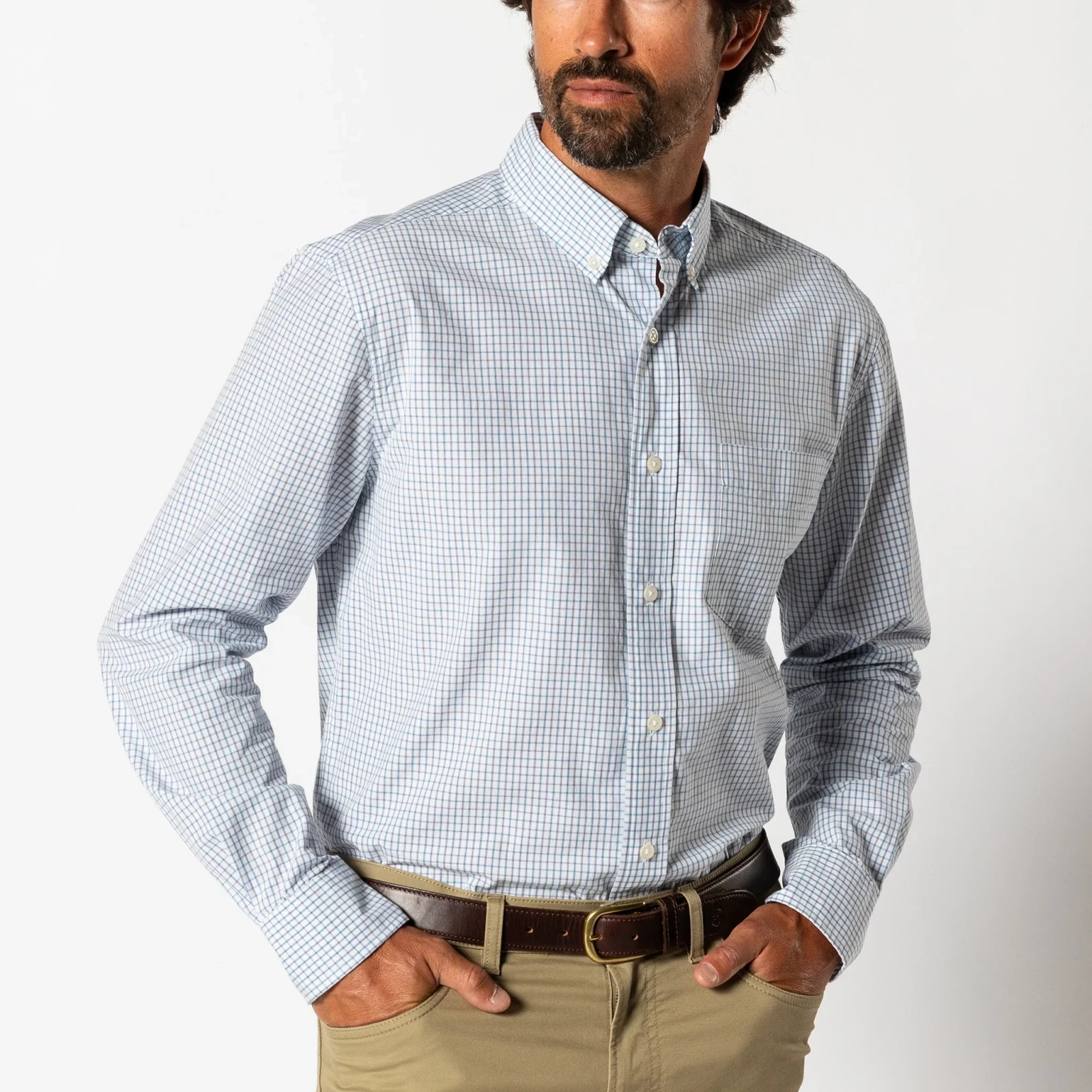 Cotton Cashmere Poplin Sport Shirt - Lewis Plaid
