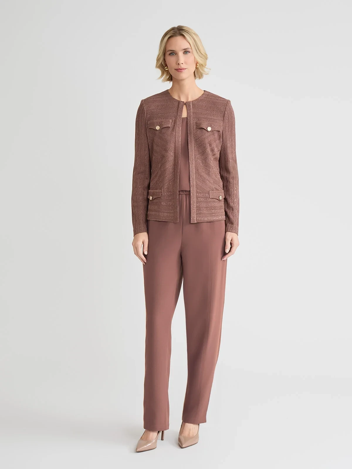Tailored Tonal Striped Knit Jacket, photo 6