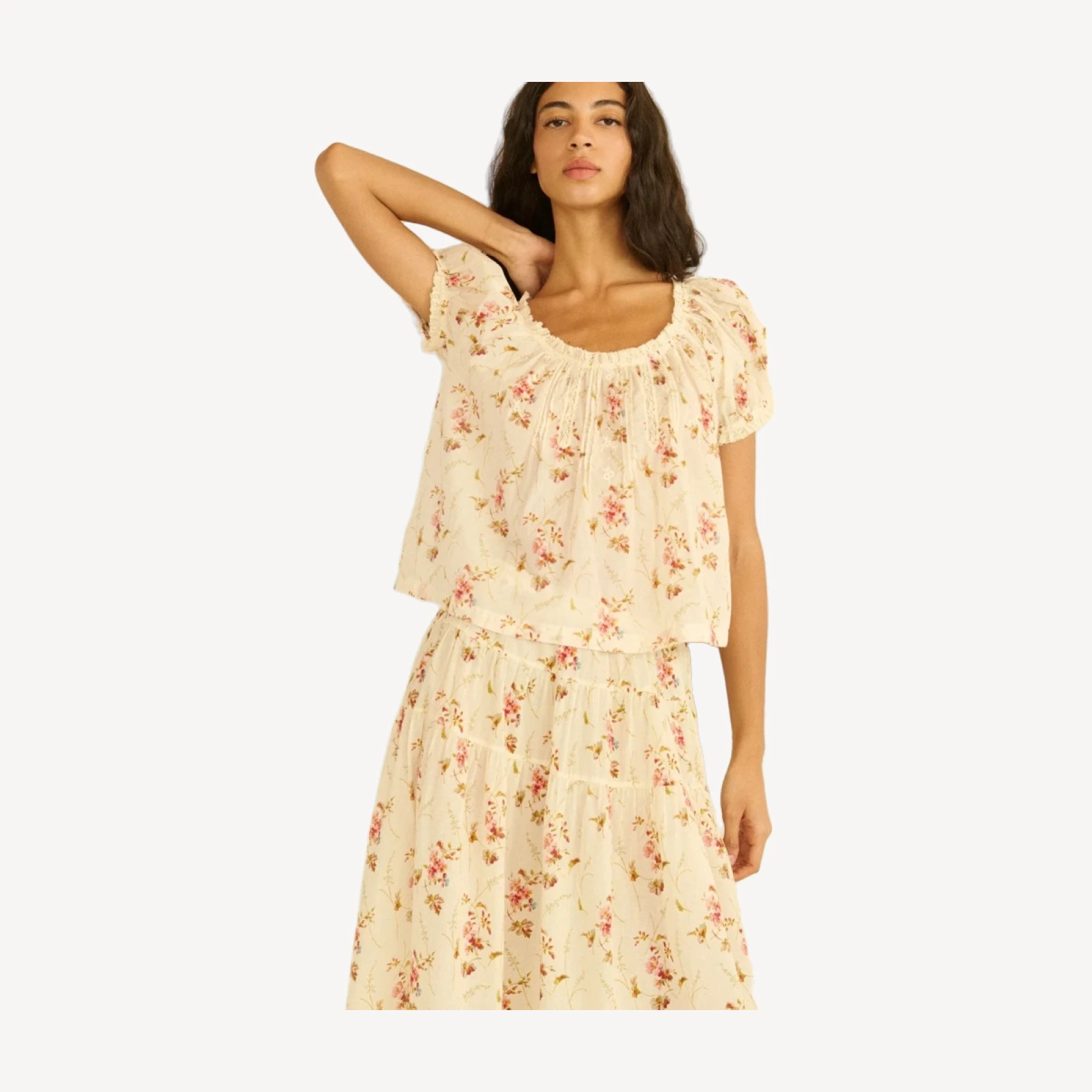FREDERICA TOP -- BLANC PRAIRIE ROSE