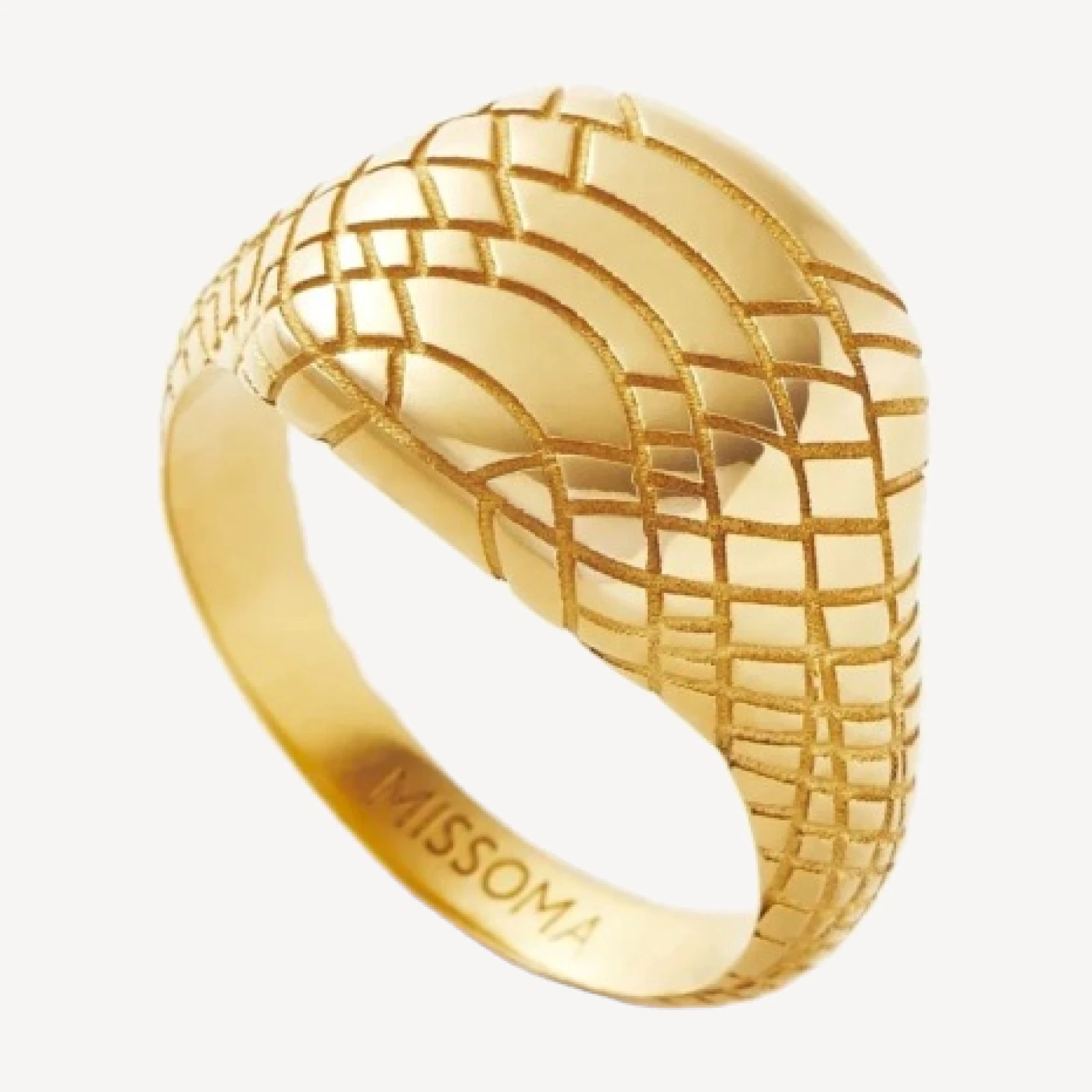 Serpent Textured Signet Ring | 18ct Gold Plated