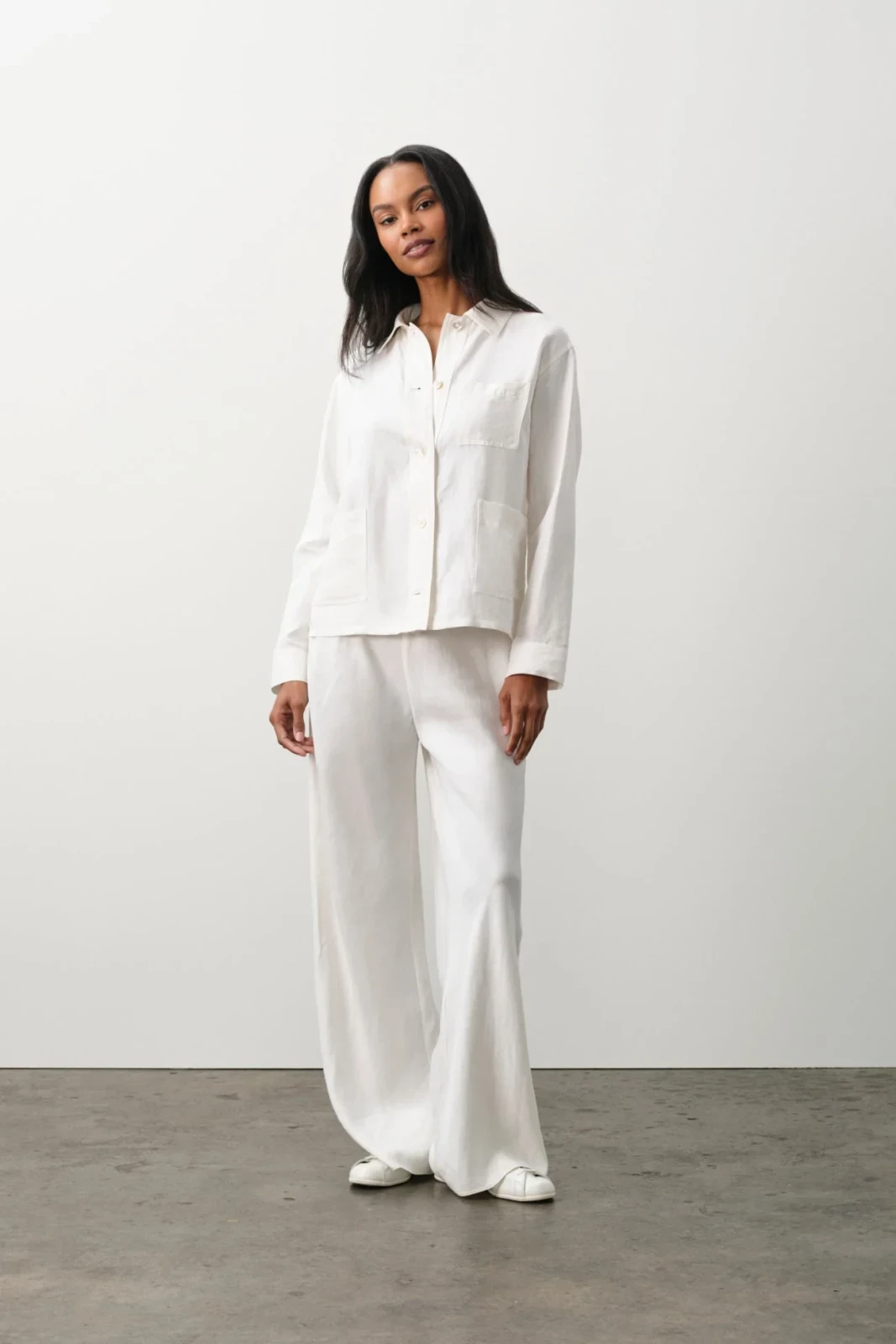 ANTONIA SILK LINEN CHORE COAT - ECRU