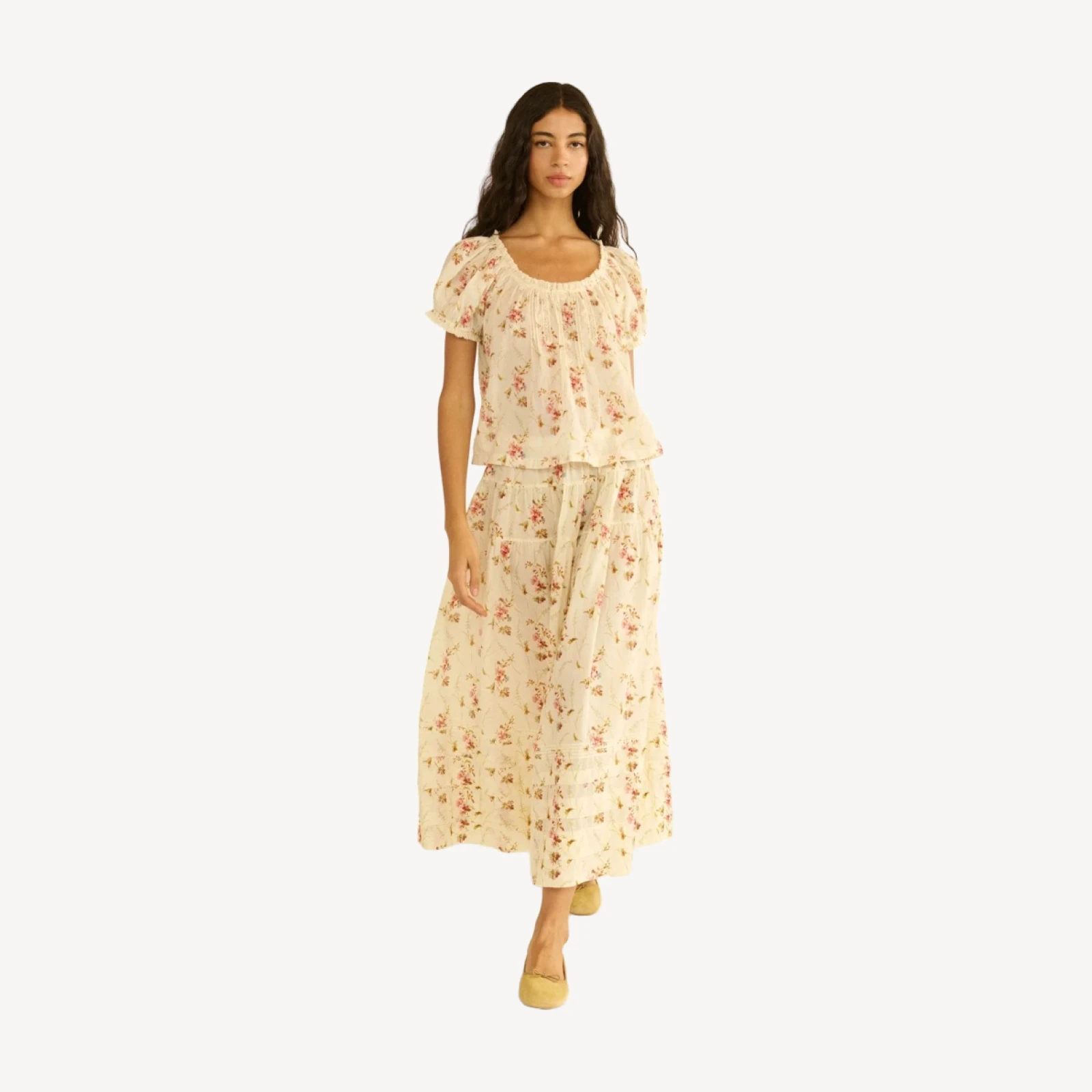FREDERICA TOP -- BLANC PRAIRIE ROSE