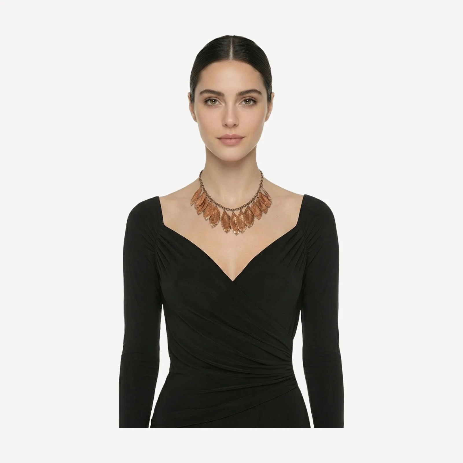 BRASS LEAF TIERED NECKLACE