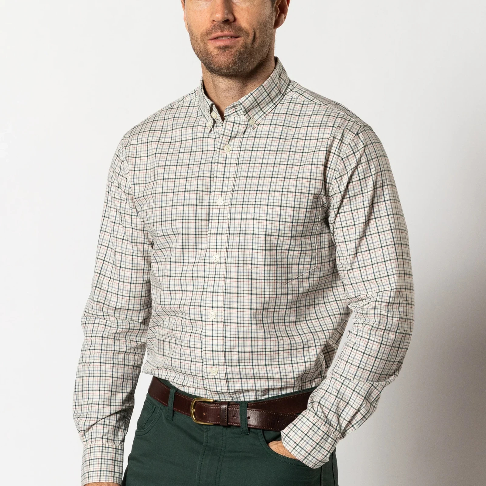 Cotton Twill Sport Shirt - Cooper Plaid