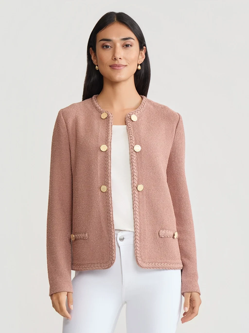 Relaxed Lightweight Soft Tweed Knit Jacket, photo 8
