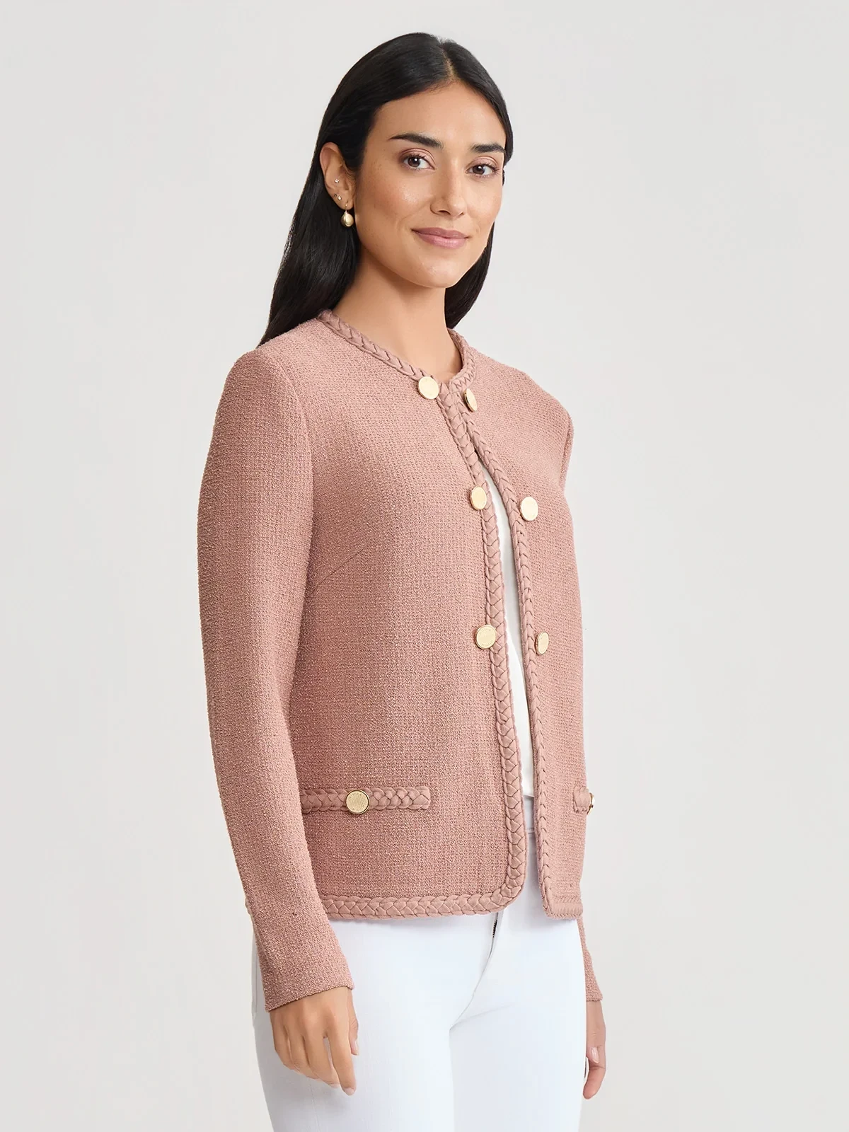 Relaxed Lightweight Soft Tweed Knit Jacket, photo 10