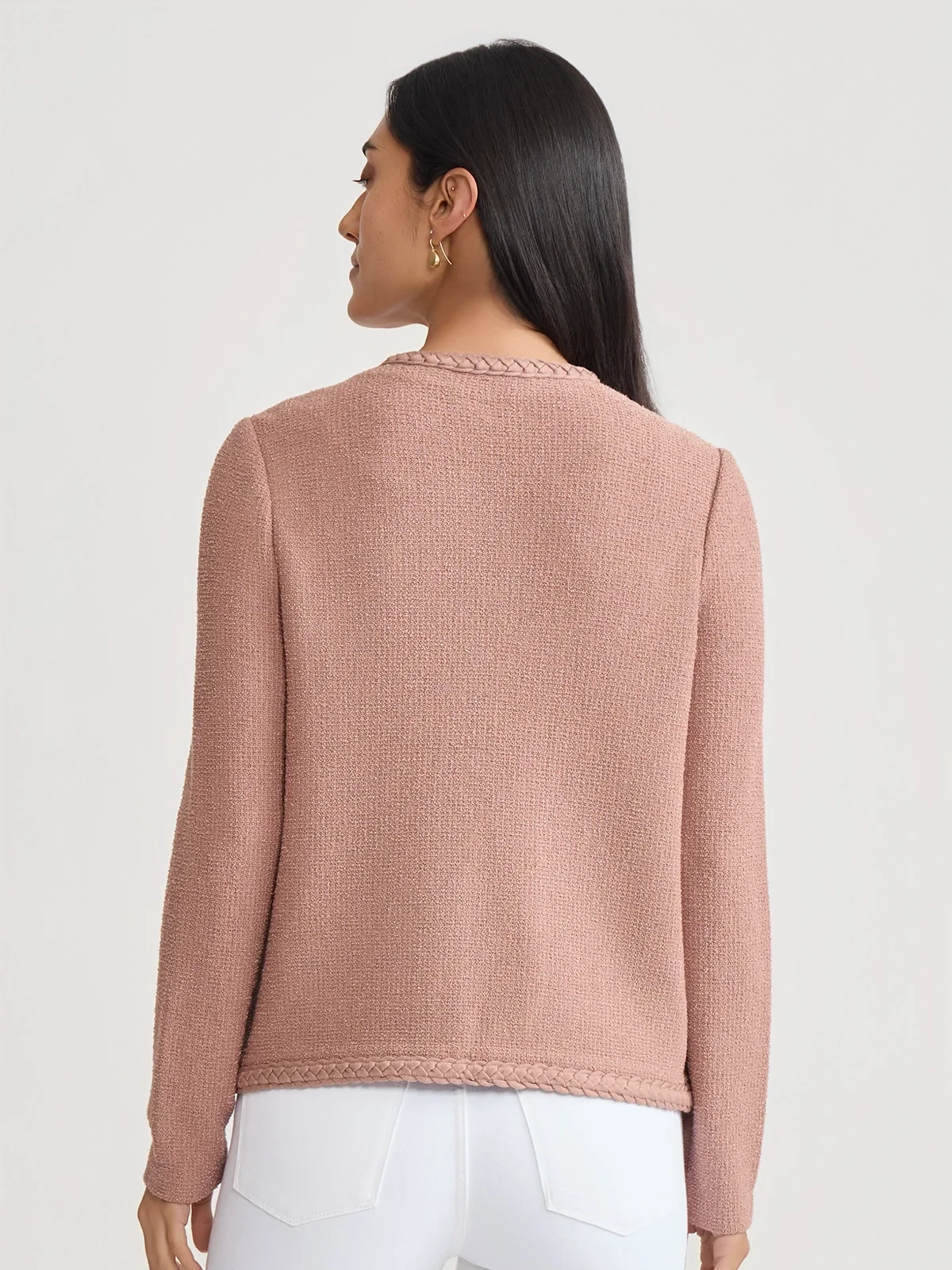 Relaxed Lightweight Soft Tweed Knit Jacket, photo 12