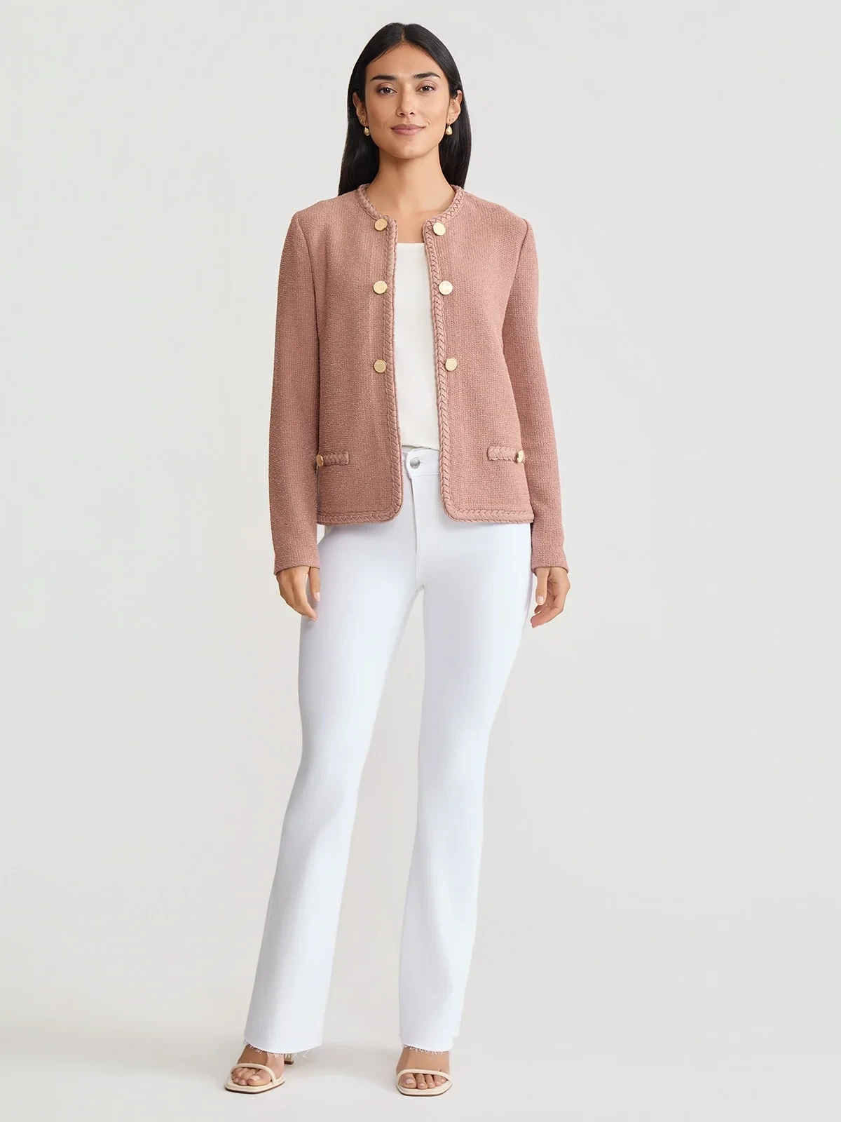 Relaxed Lightweight Soft Tweed Knit Jacket, photo 13
