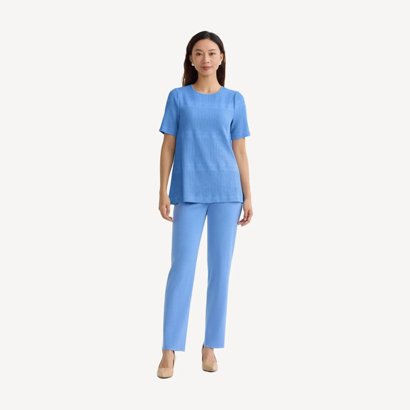 Nancy Slim Leg Mylana Knit Pant, Tranquil Blue