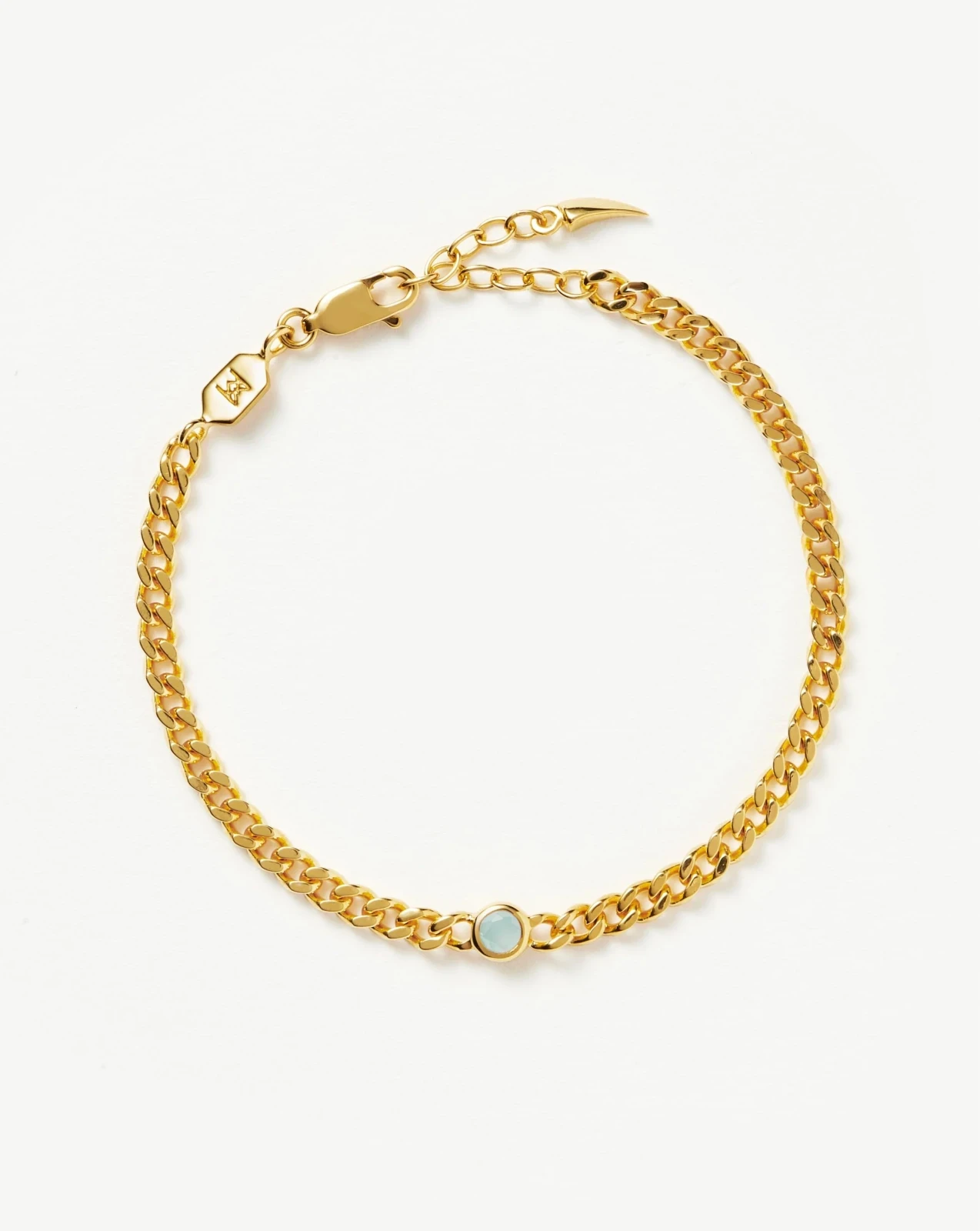 March Birthstone Chain Bracelet | 18ct Gold Plated Vermeil/Milky Aquamarine