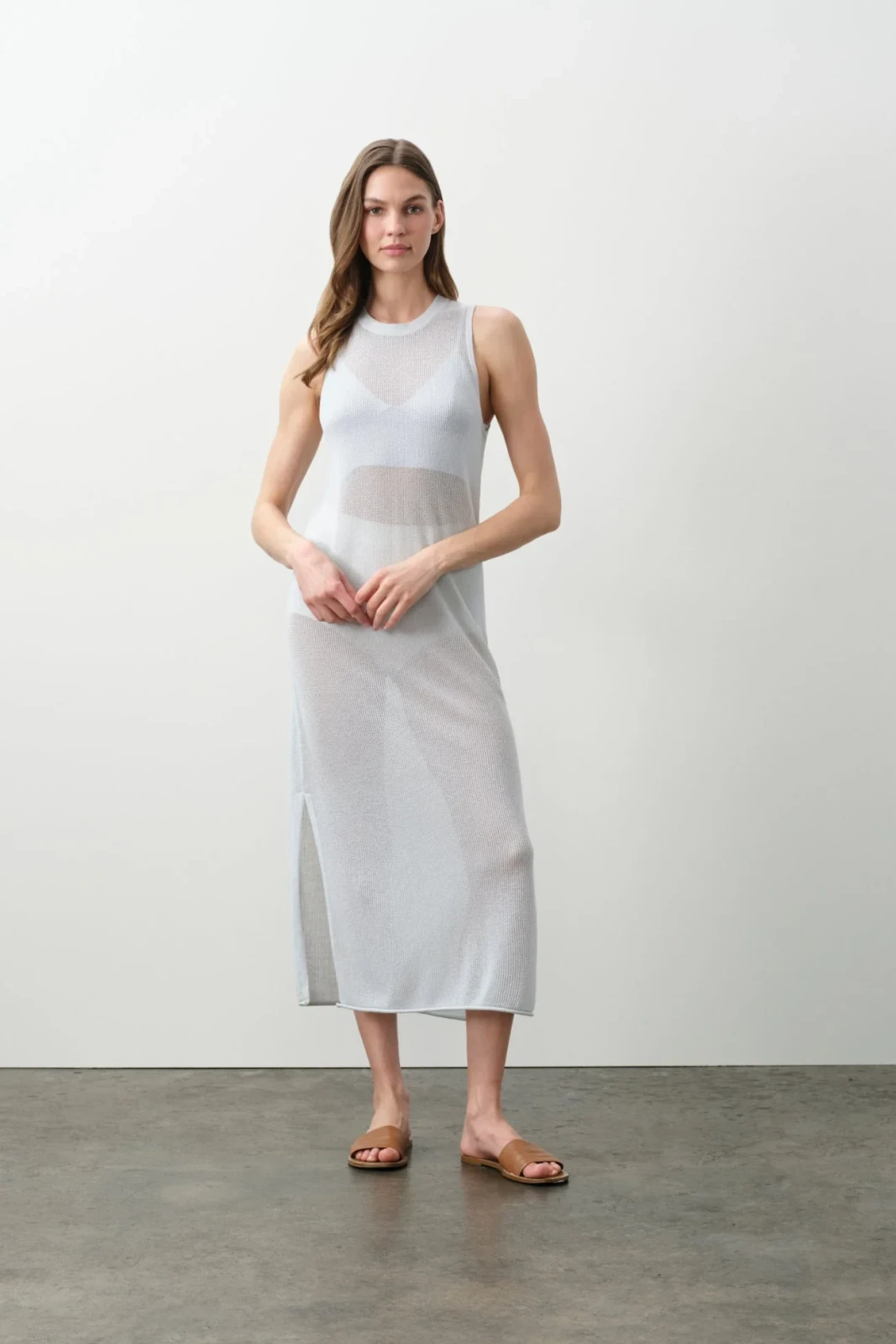 THEA COTTON CASHMERE MIDI DRESS - CLOUD