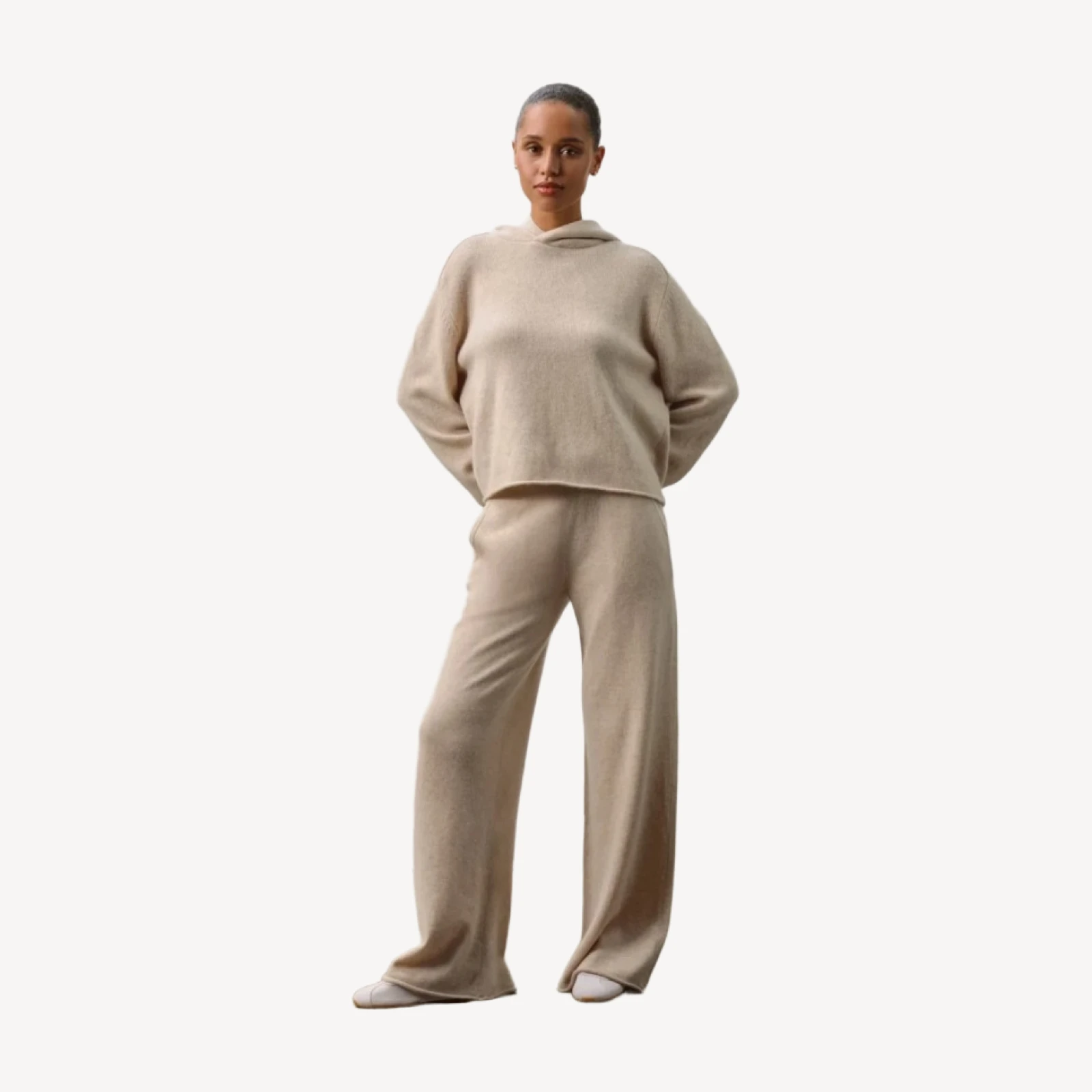 MAI CASHMERE HOODIE - FLAX