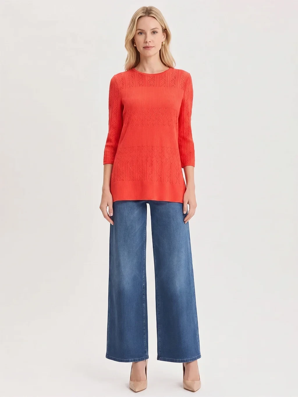 Classic Lined Pointelle Soft Knit Tunic