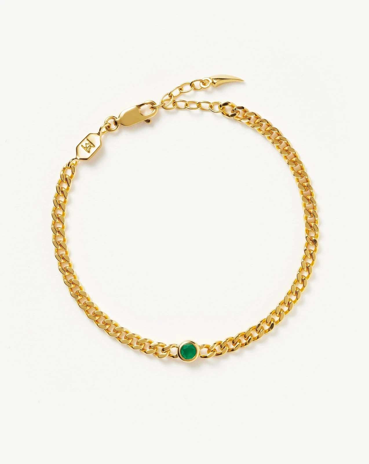 May Birthstone Chain Bracelet | 18ct Gold Plated Vermeil/Green Onyx