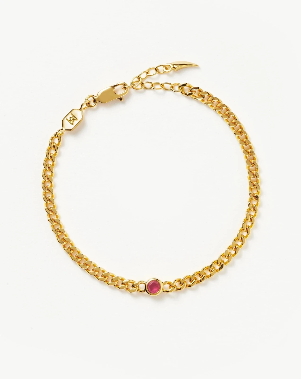 October Birthstone Chain Bracelet | 18ct Gold Plated Vermeil/Pink Tourmaline