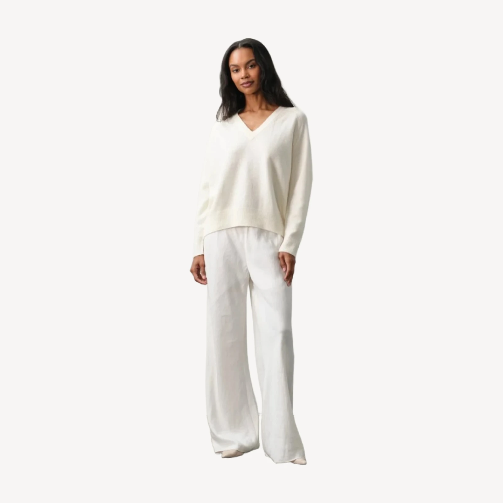 SYDNEY V-NECK CASHMERE SWEATER - ECRU