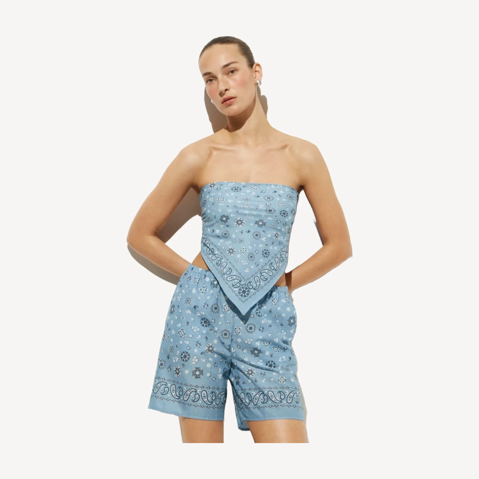 Cotton voile bandana top in paisley print