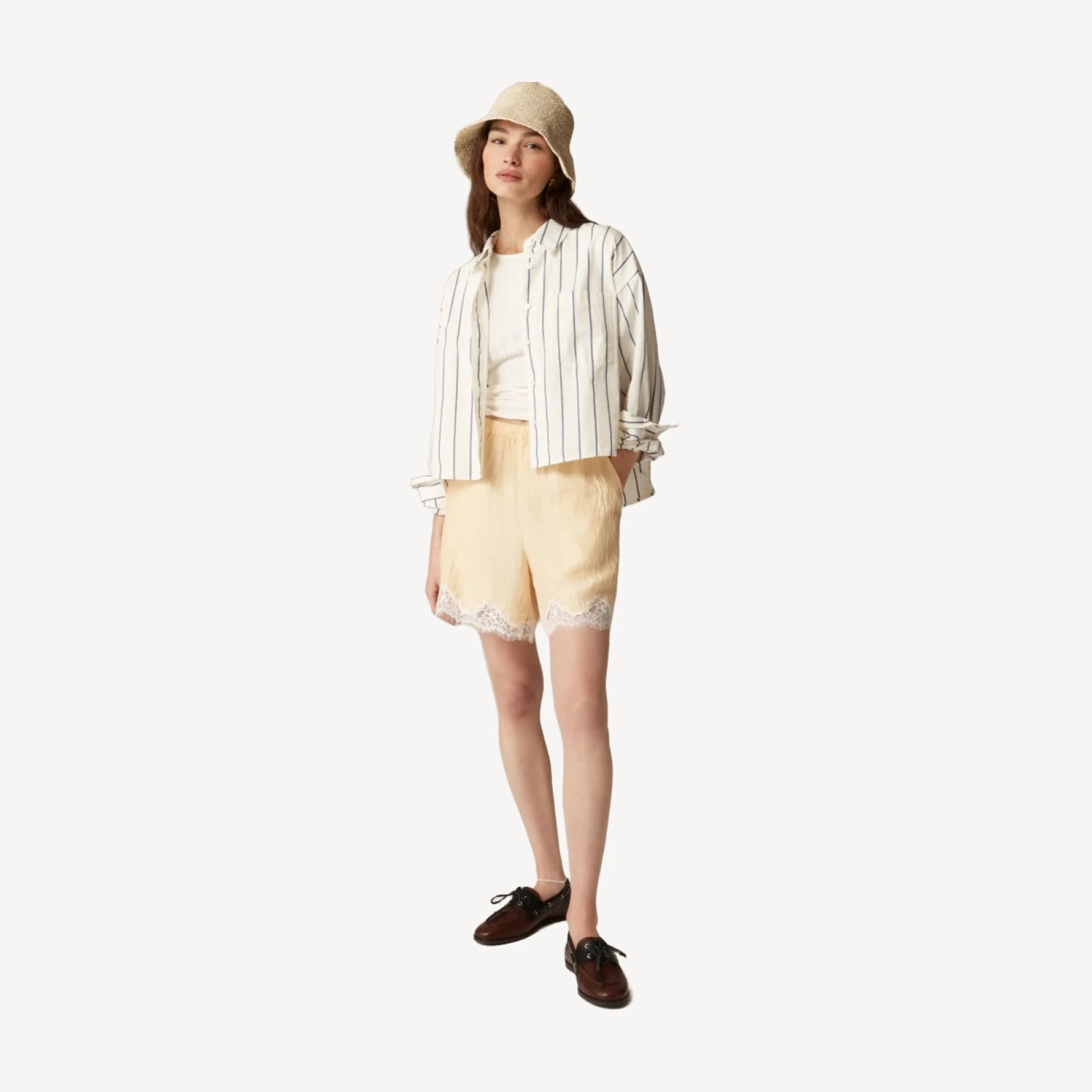 Étienne cropped button-up shirt in stripe