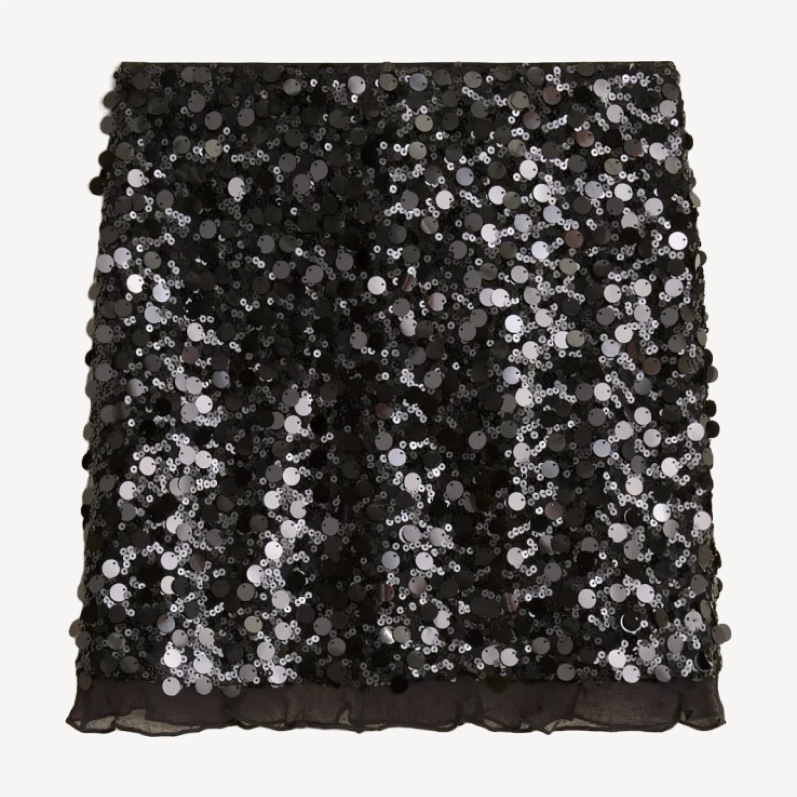 Sequin ruffle-trim mini skirt