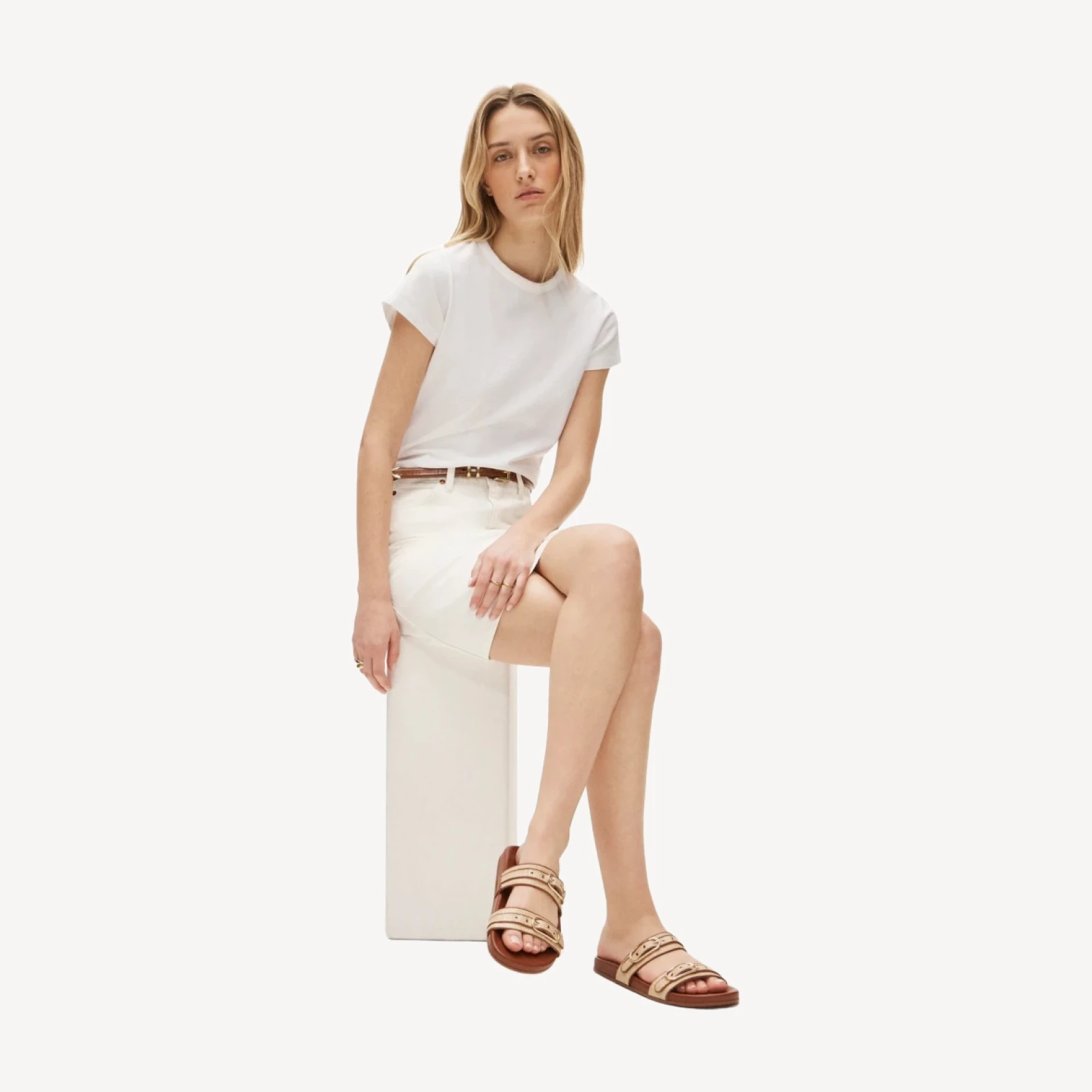 Kira buckle sandals in faux raffia