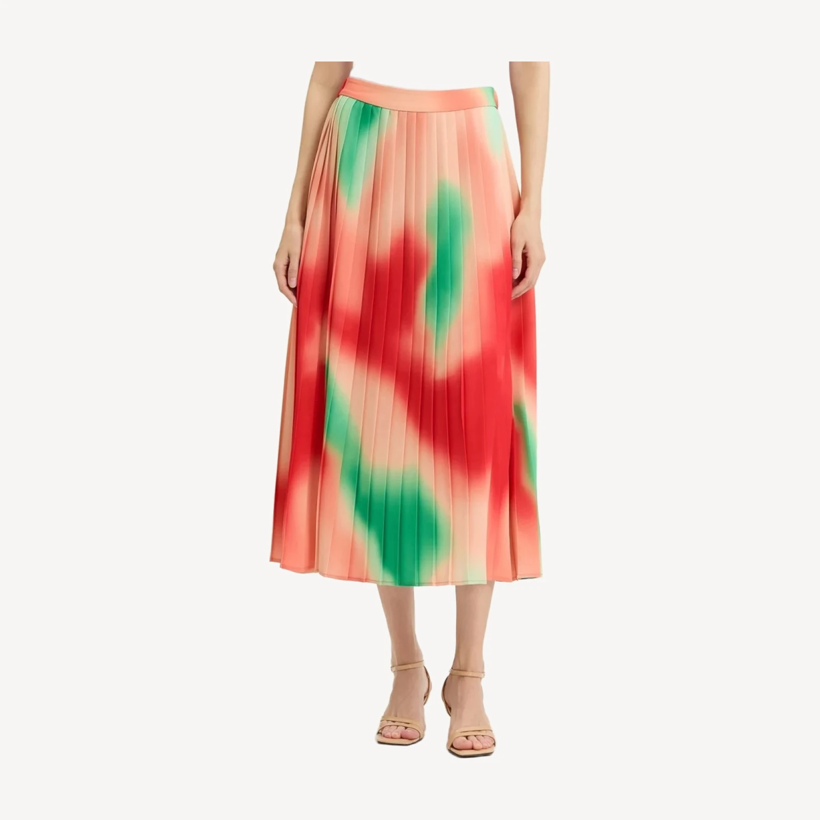 Multi-Color Pleated Crepe Maxi Skirt