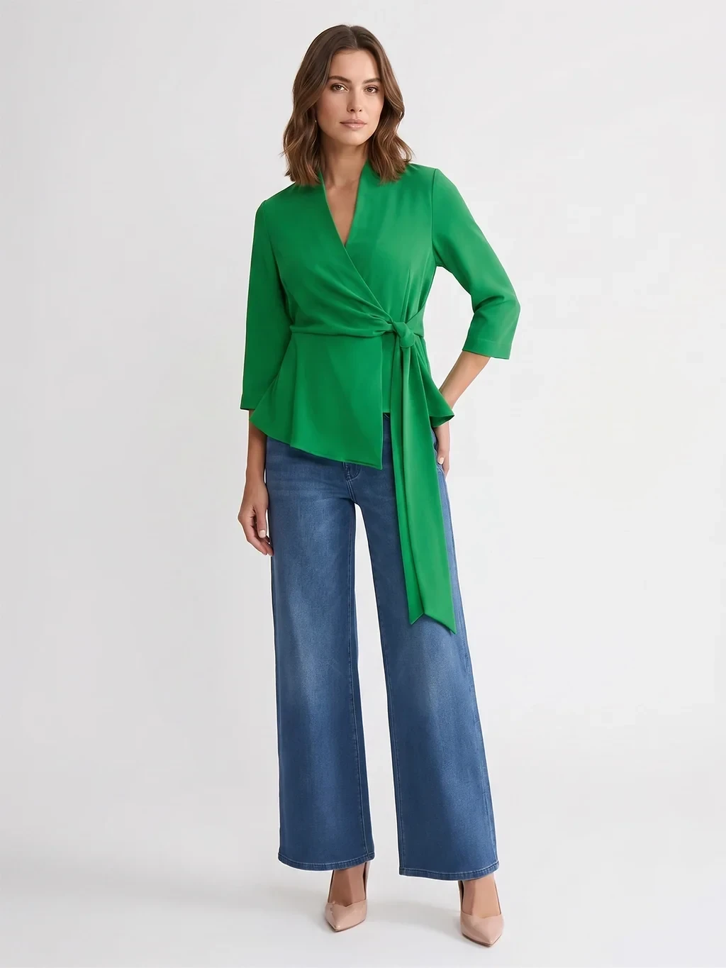 Crepe de Chine Wrap Blouse