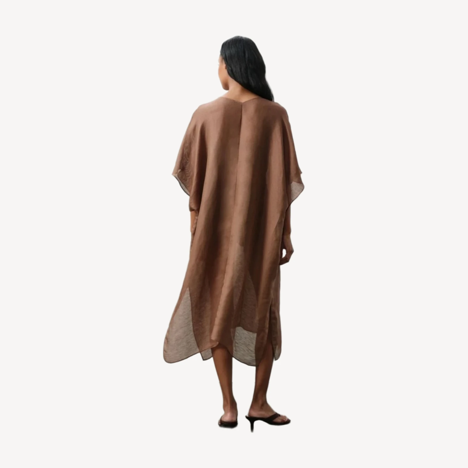 BERENICE LINEN SILK KAFTAN - TEAK
