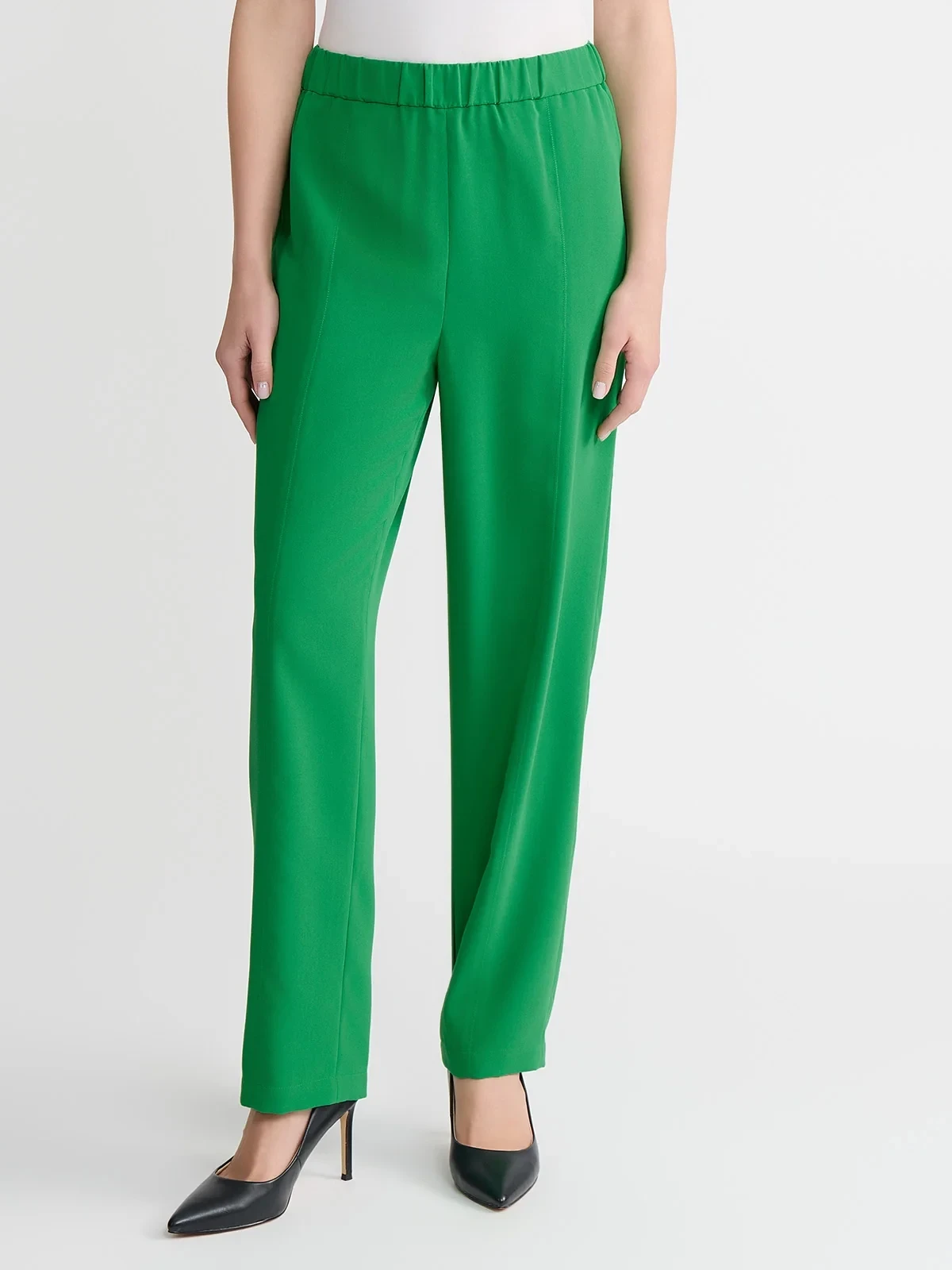 Nora Straight Leg Crepe de Chine Pant, Clover Field, photo 2