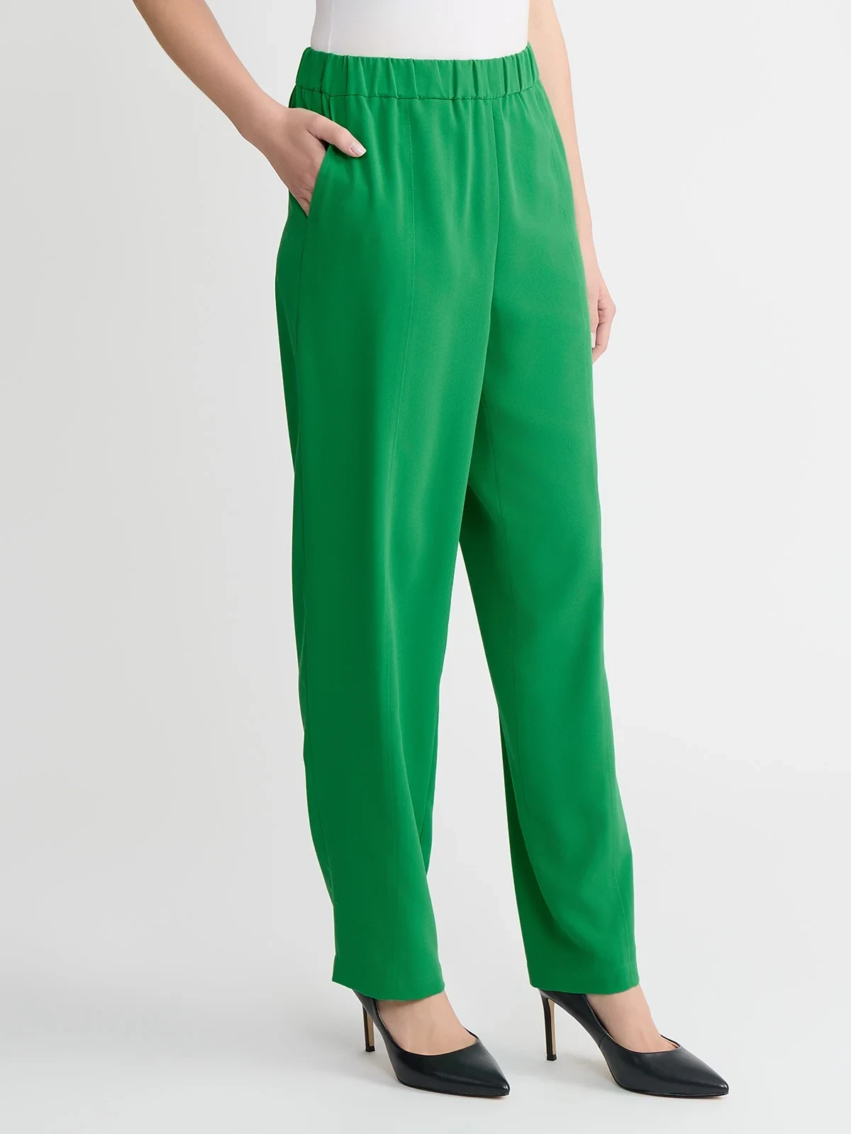 Nora Straight Leg Crepe de Chine Pant, Clover Field, photo 3
