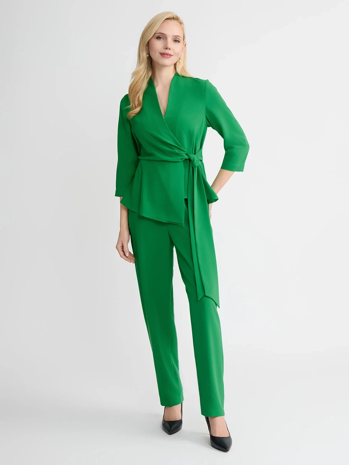 Nora Straight Leg Crepe de Chine Pant, Clover Field, photo 5